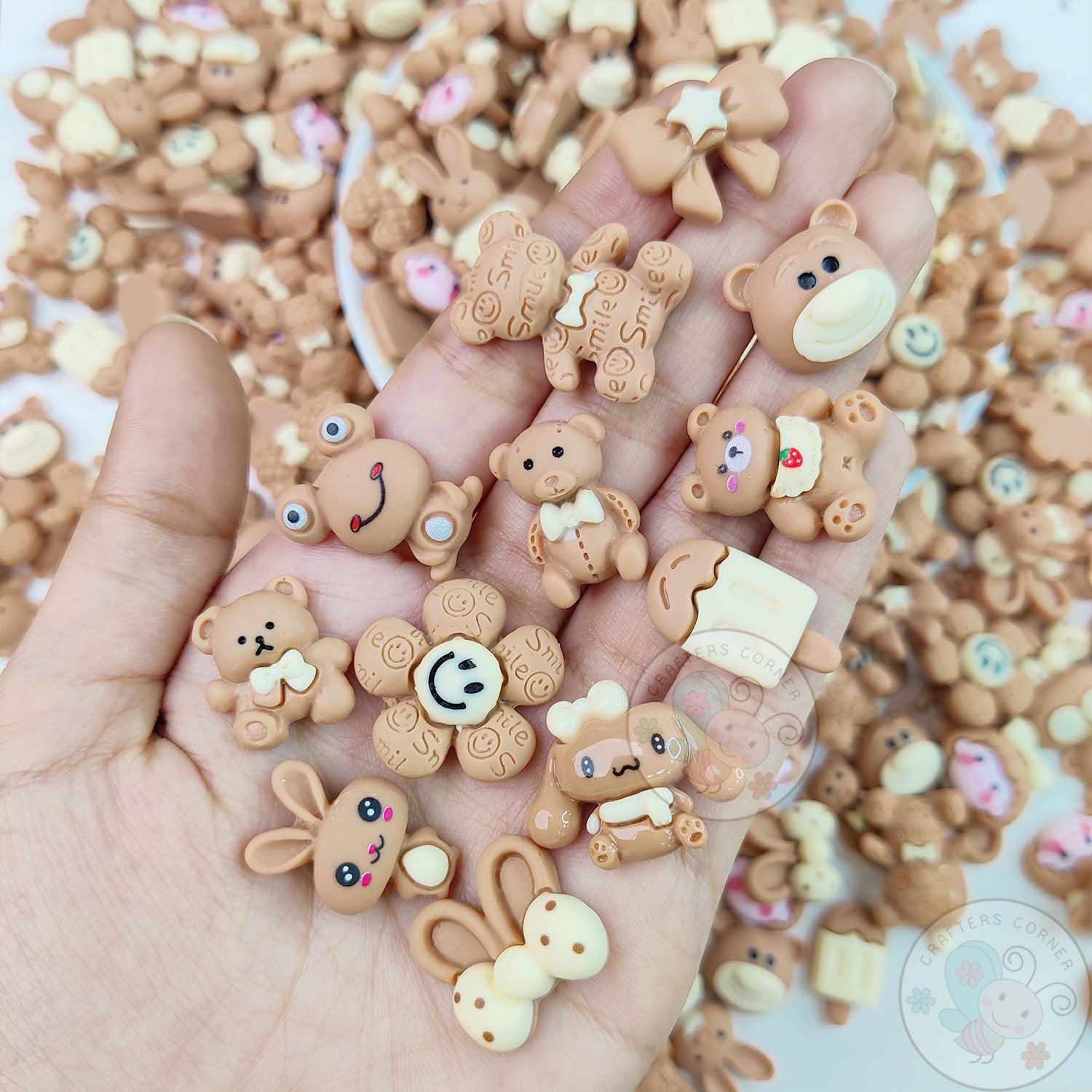 Light Brown Family - Mix Flatback Cabochons Value Pack