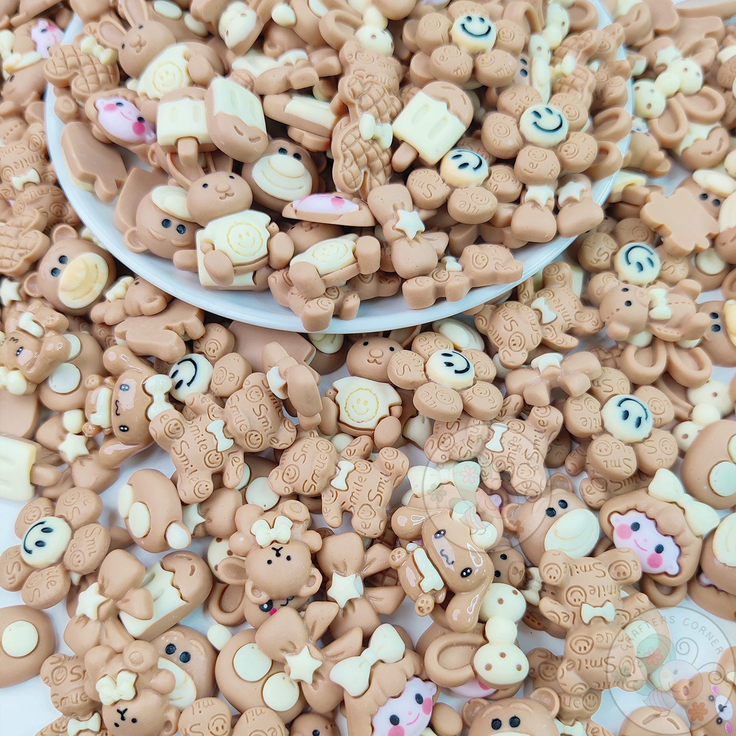 Light Brown Family - Mix Flatback Cabochons Value Pack