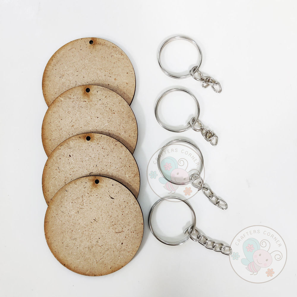 MDF Circle With Key Chains (Pack of 4 Sets)