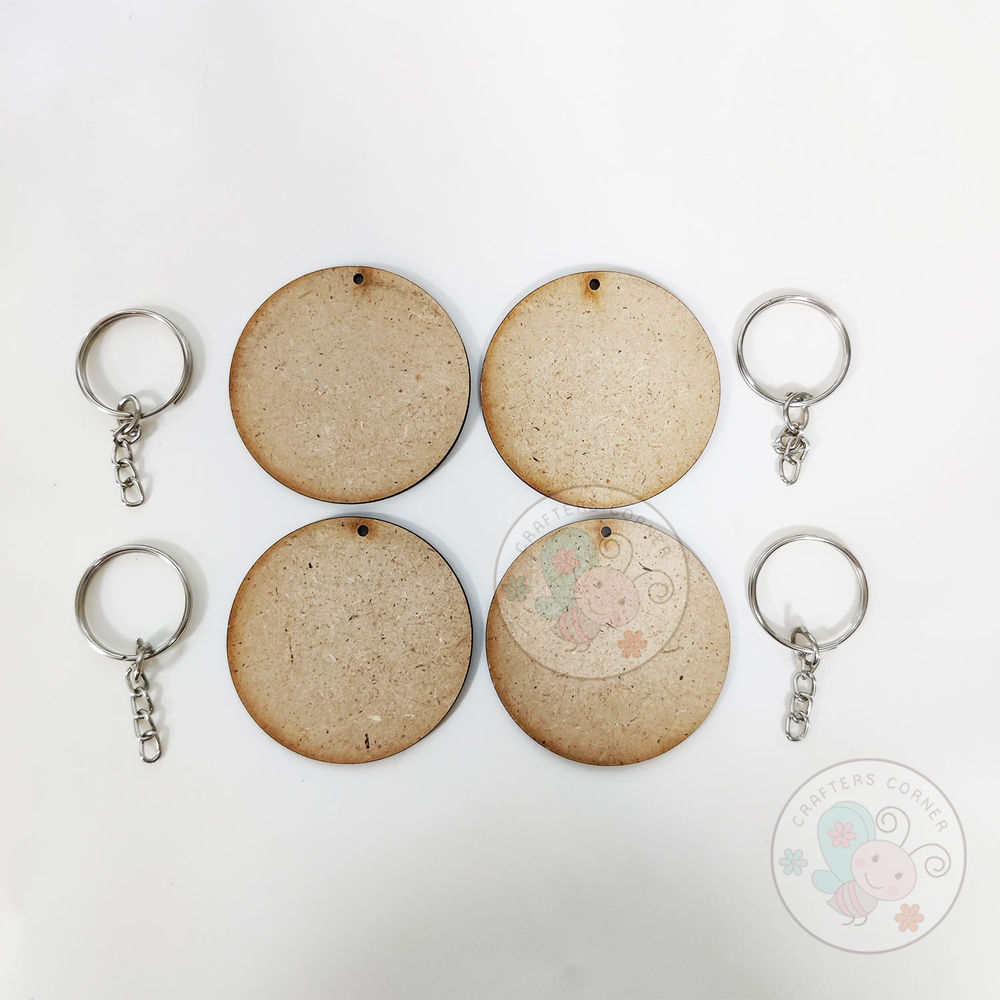 MDF Circle With Key Chains (Pack of 4 Sets)