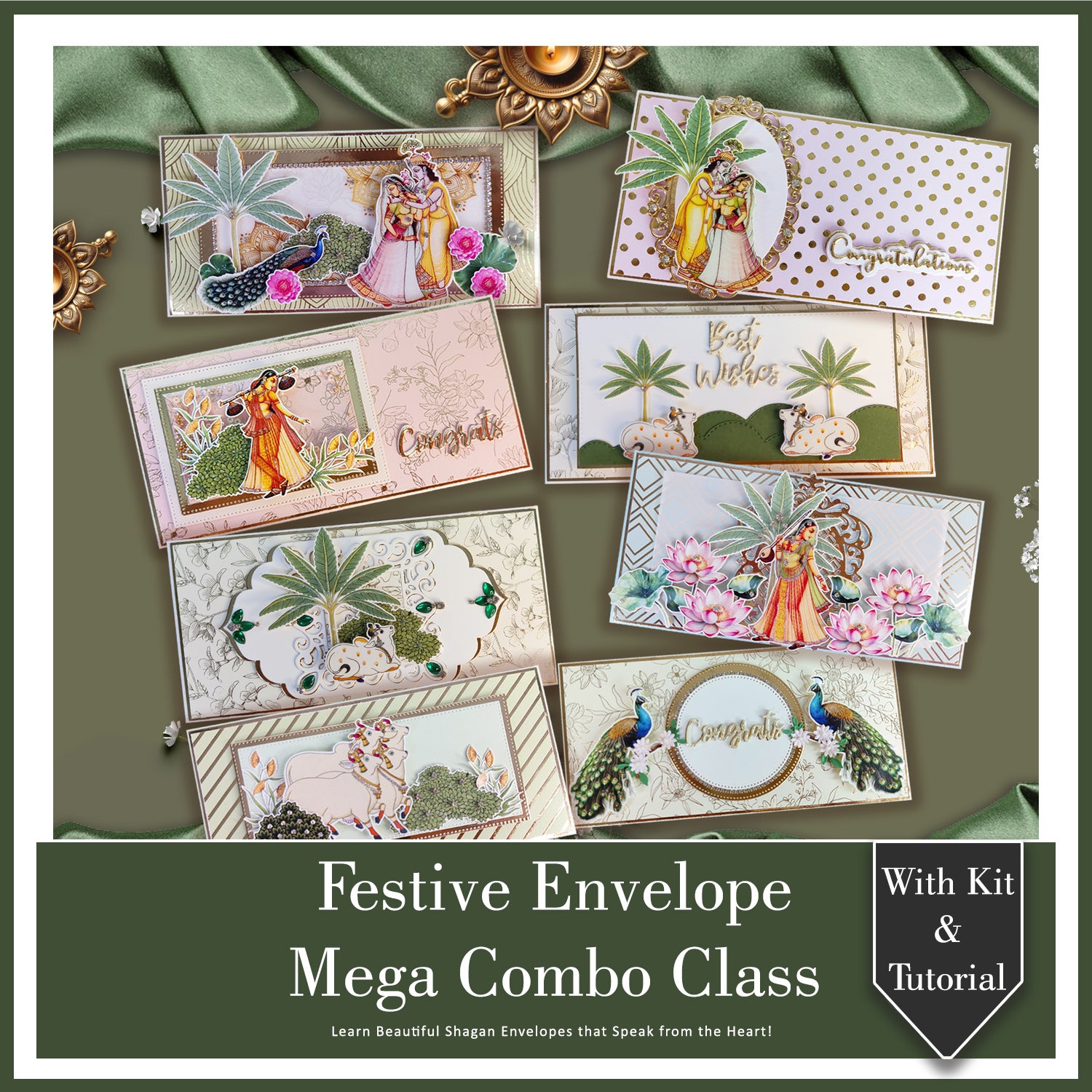 Festive Envelopes Mega Combo Class  With Kit & Tutorial