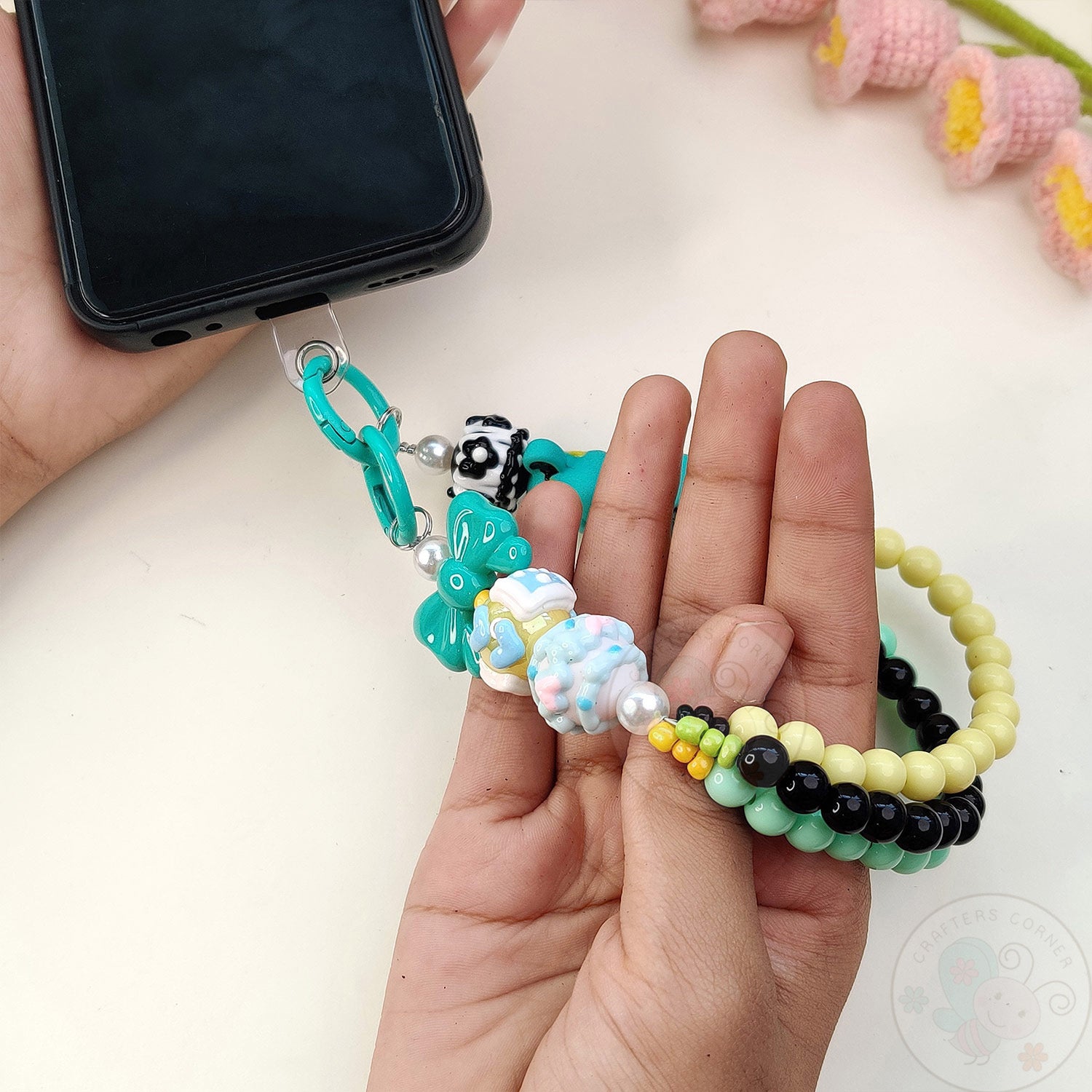 Handmade Kawaii Mobile Charm - Minty Bear
