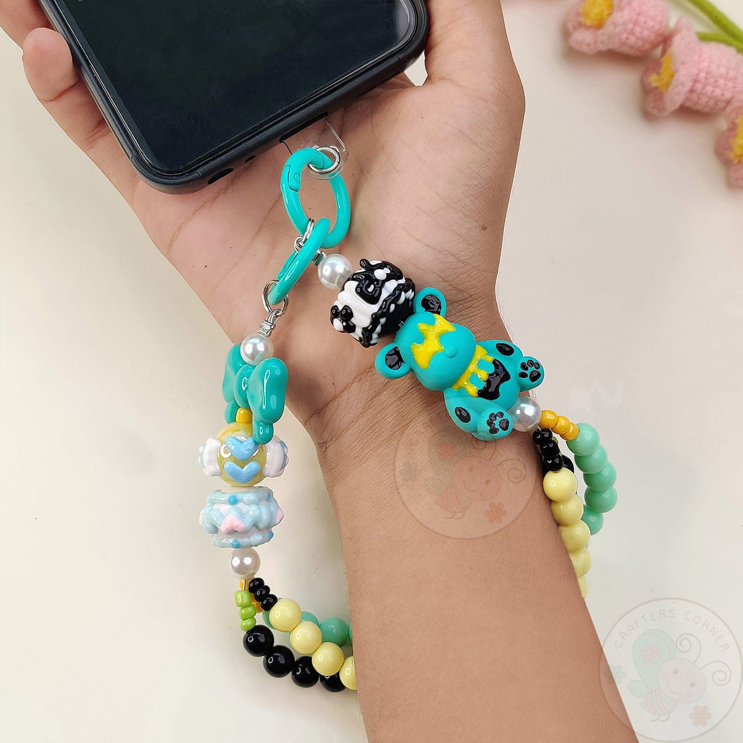 Handmade Kawaii Mobile Charm - Minty Bear