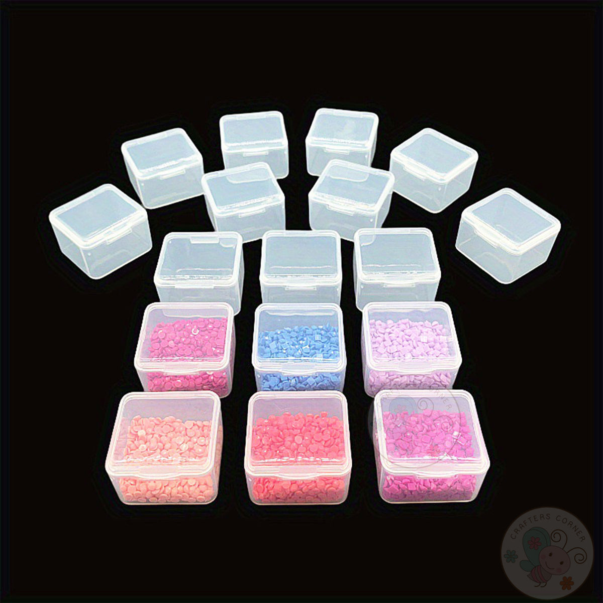 Mini Square Clear Plastic Boxes - 3.4 x 3.4 cm with Snap-Lock Lids ...
