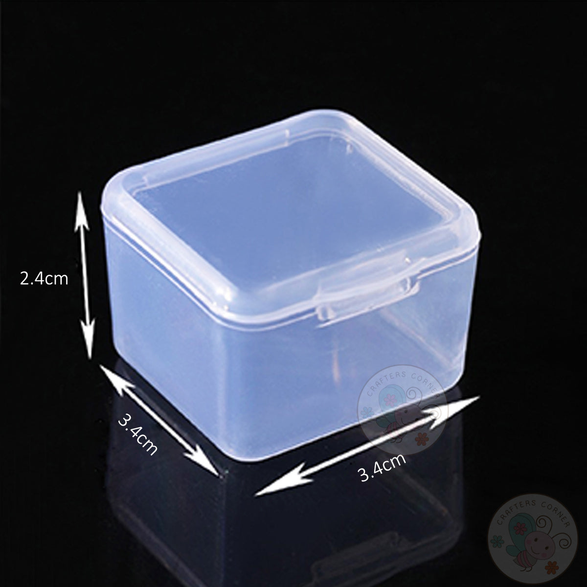 Mini Square Clear Plastic Boxes - 3.4 x 3.4 cm with Snap-Lock Lids