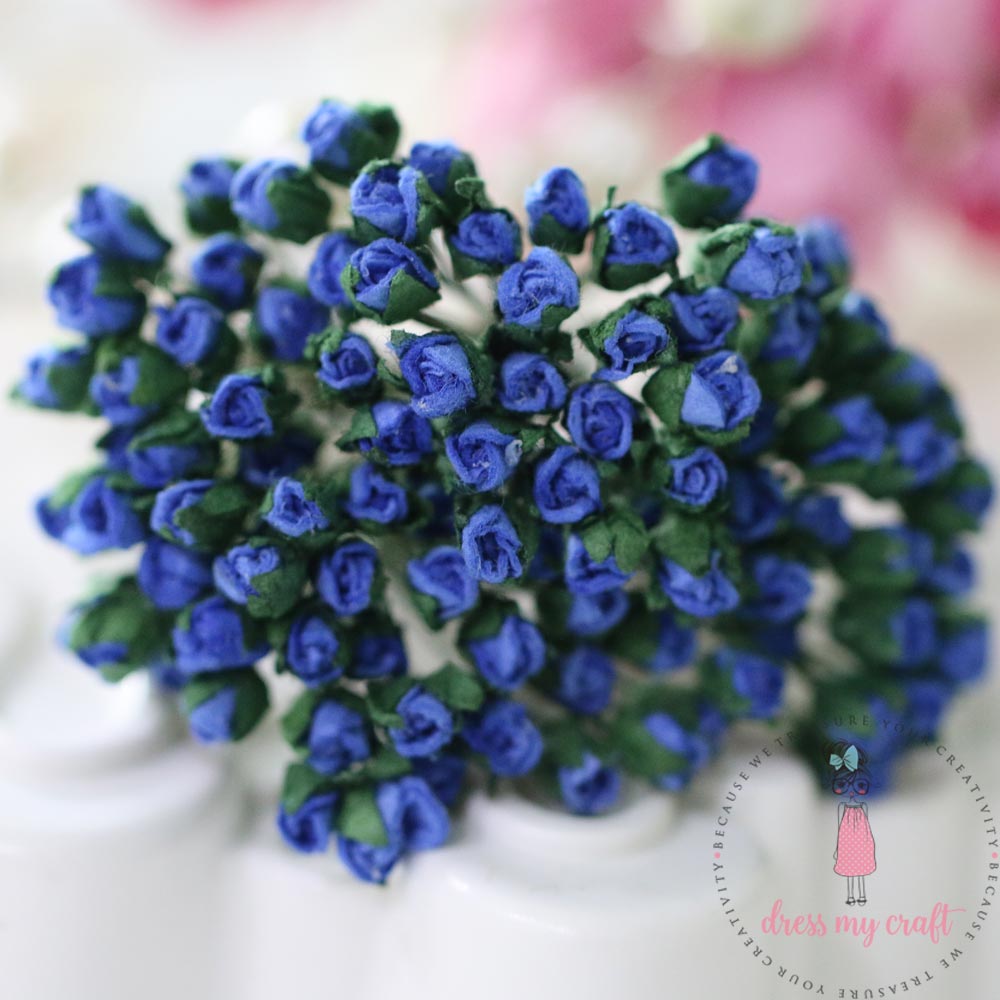 Micro Mini Rose Buds - Dark Blue