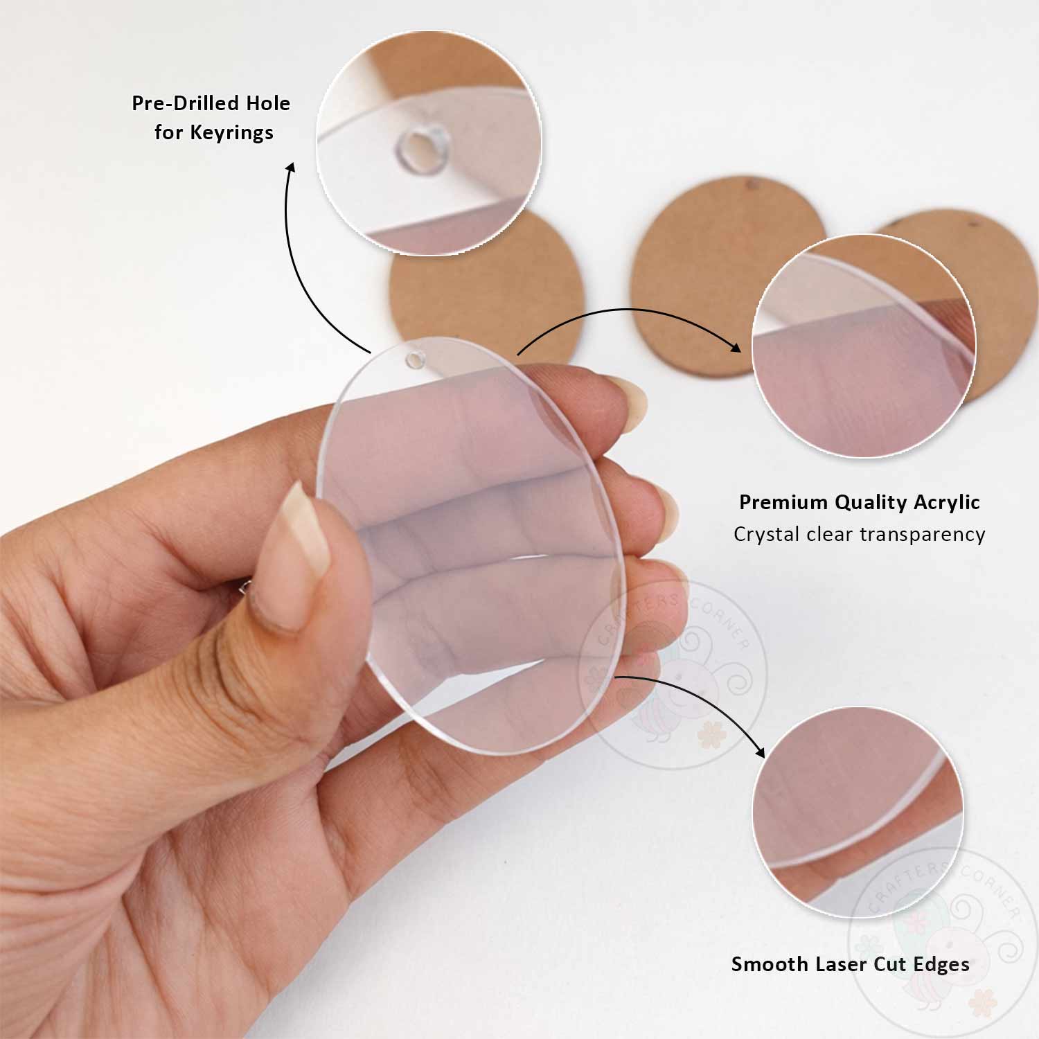 Oval Keychain Blanks (With Chain & Rings)