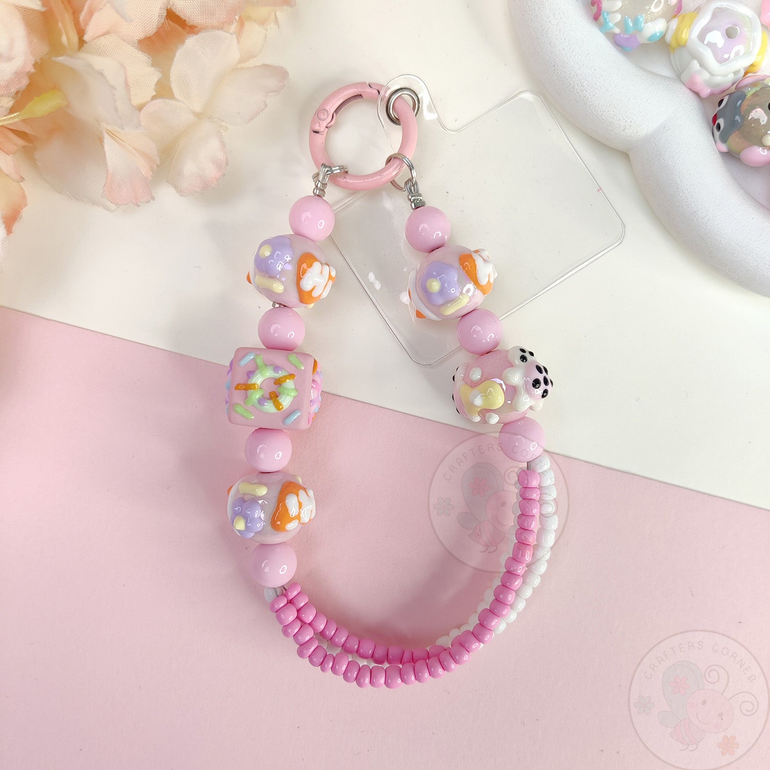 Handmade Kawaii Mobile Charm - Pink Donut