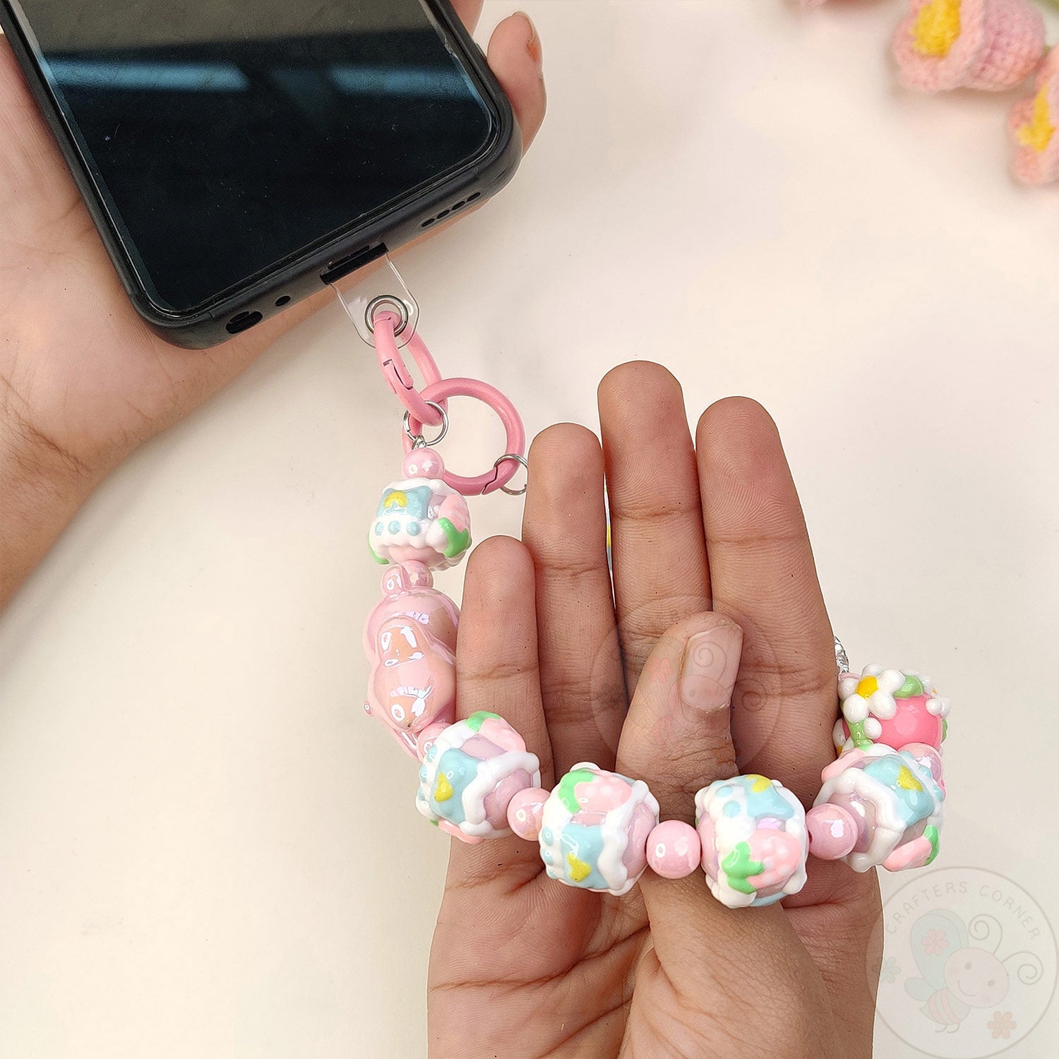 Handmade Kawaii Mobile Charm - Pink Gummy Bear