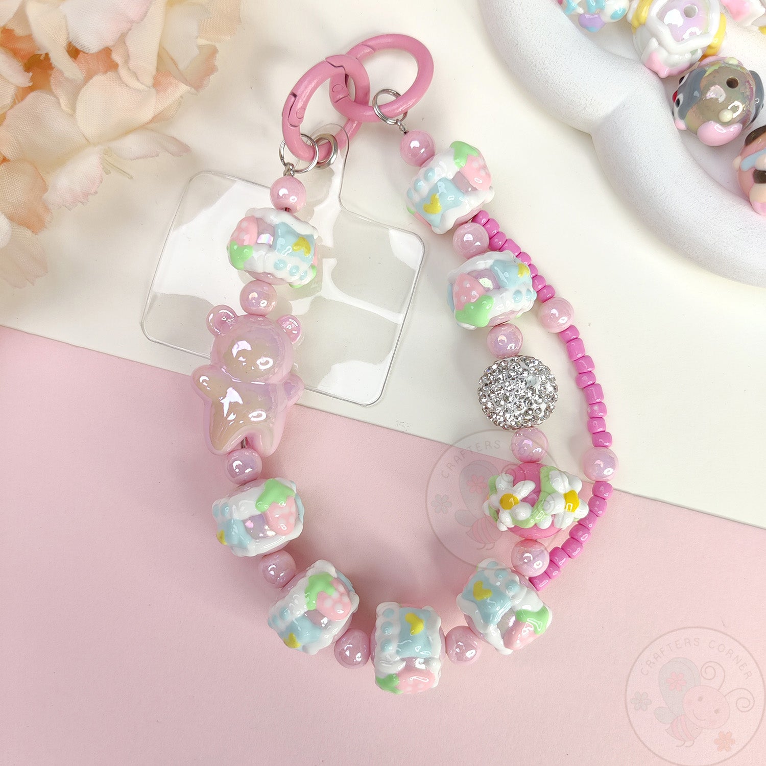 Handmade Kawaii Mobile Charm - Pink Gummy Bear