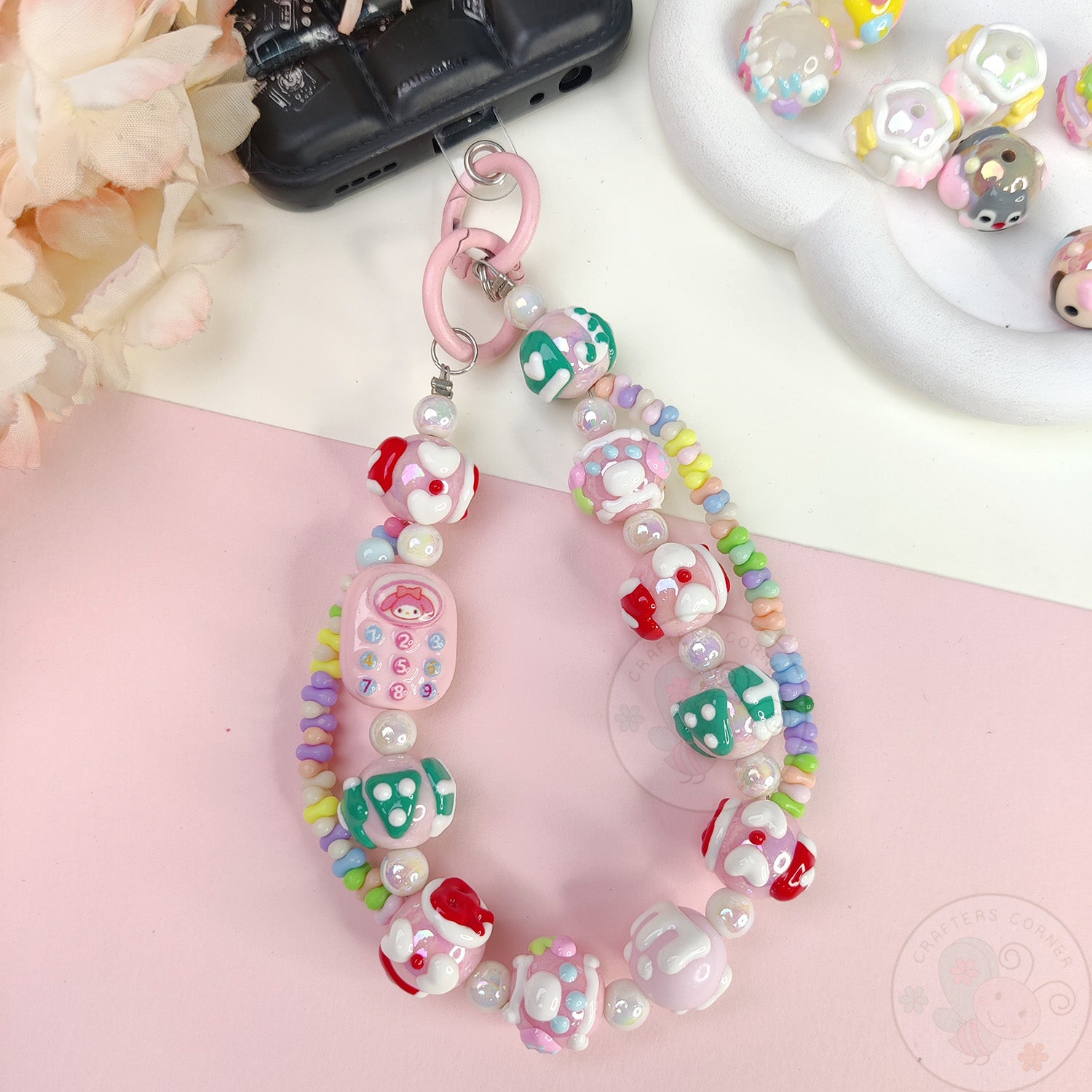 Handmade Kawaii Mobile Charm - Pink Mobile