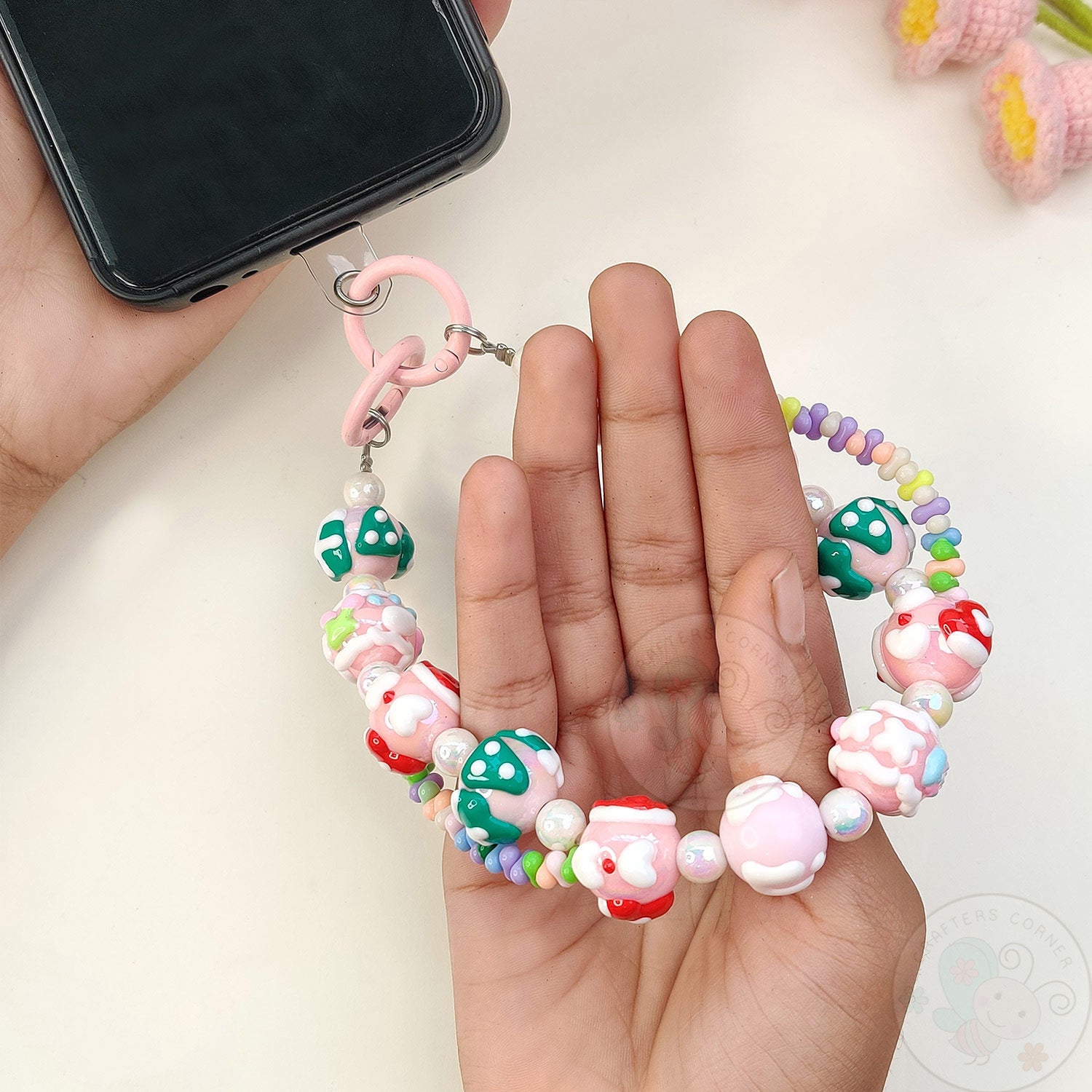 Handmade Kawaii Mobile Charm - Pink Mobile