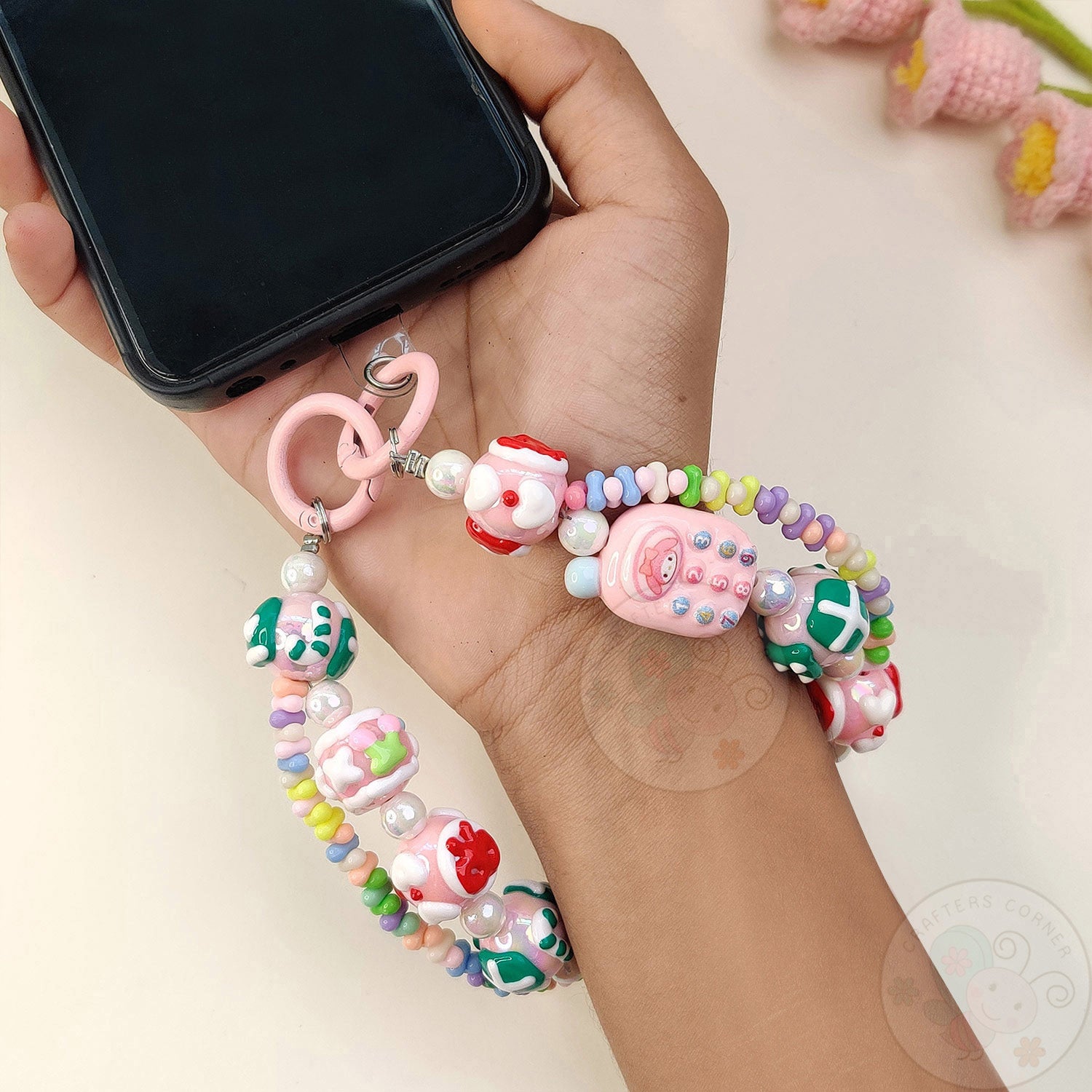 Handmade Kawaii Mobile Charm - Pink Mobile