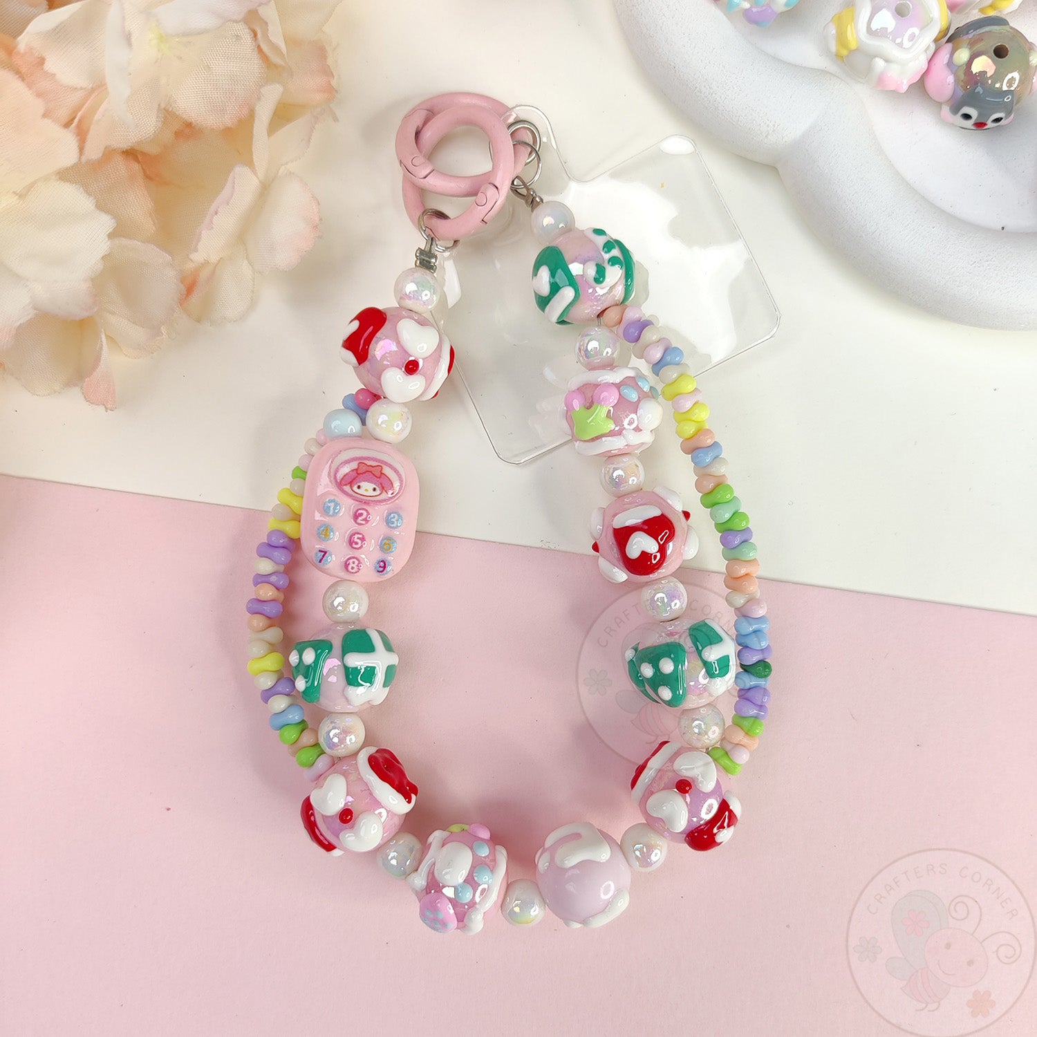 Handmade Kawaii Mobile Charm - Pink Mobile