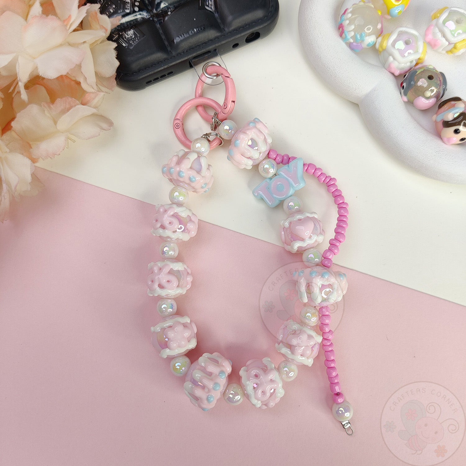 Handmade Kawaii Mobile Charm - Pink Toy