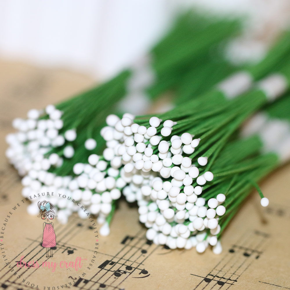 Drop Shape Wire Pollen #2 - White