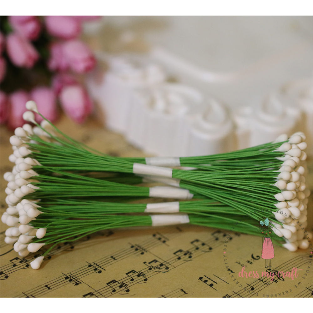 Drop Shape Wire Pollen #2 - White