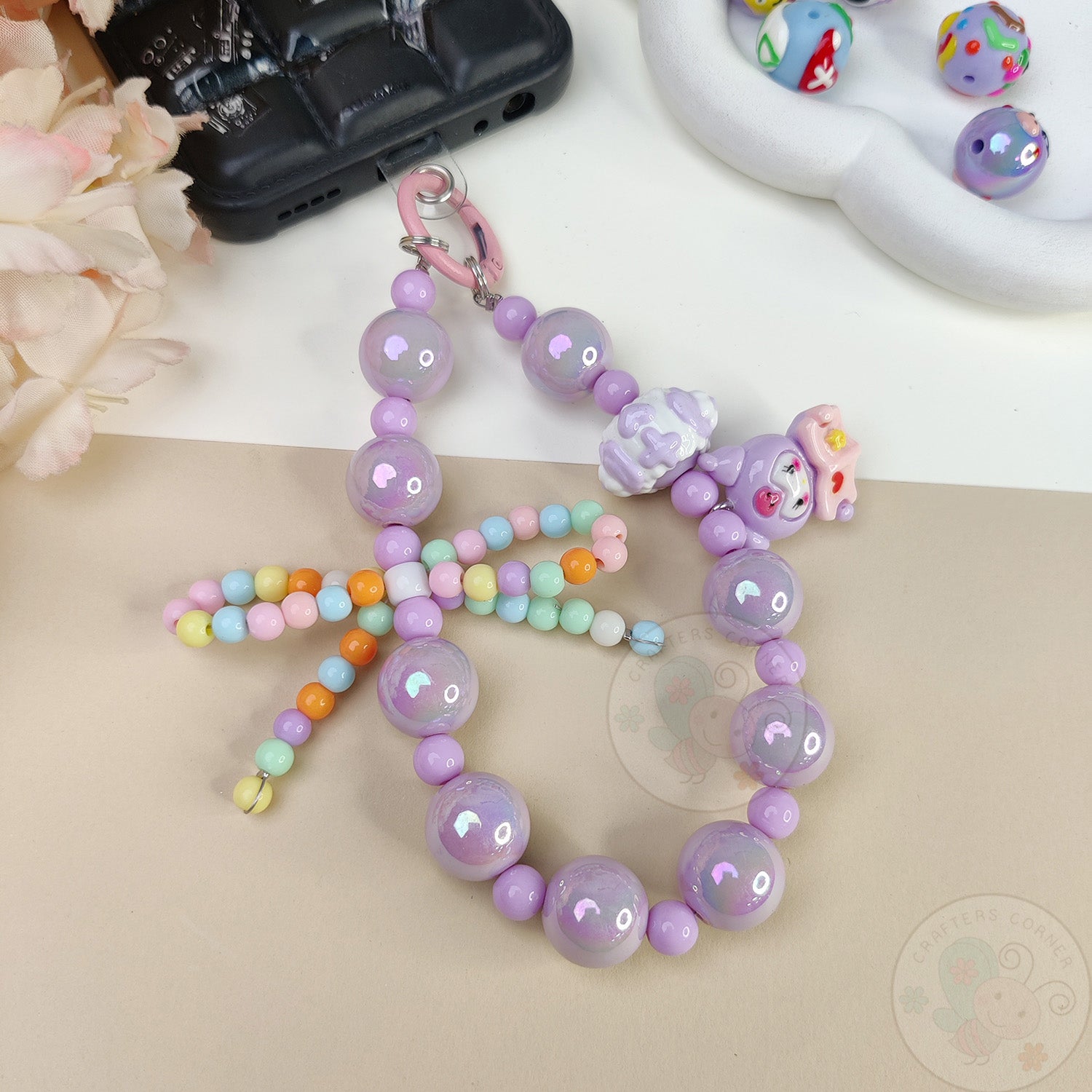 Handmade Kawaii Mobile Charm - Purple Fairy Bow