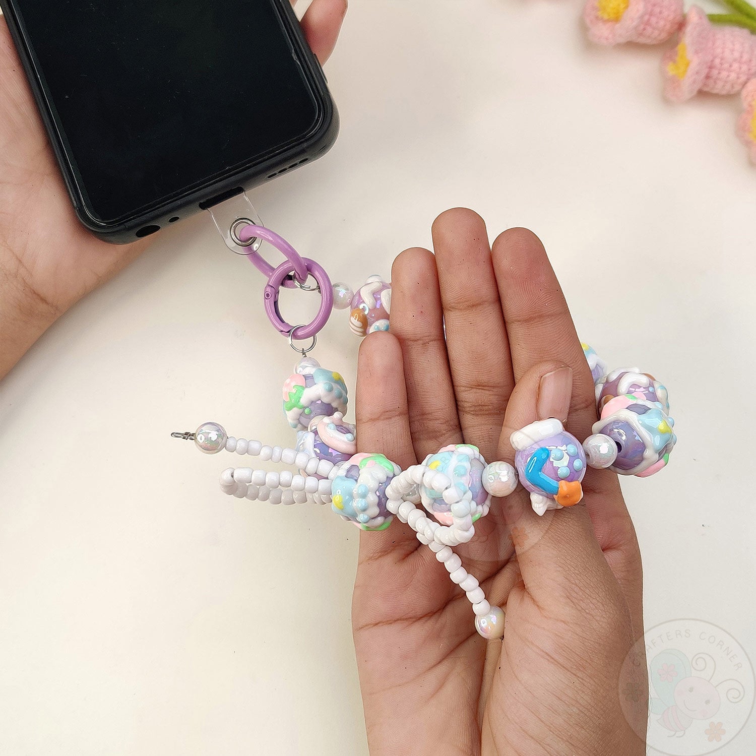 Handmade Kawaii Mobile Charm - Purple Bunny
