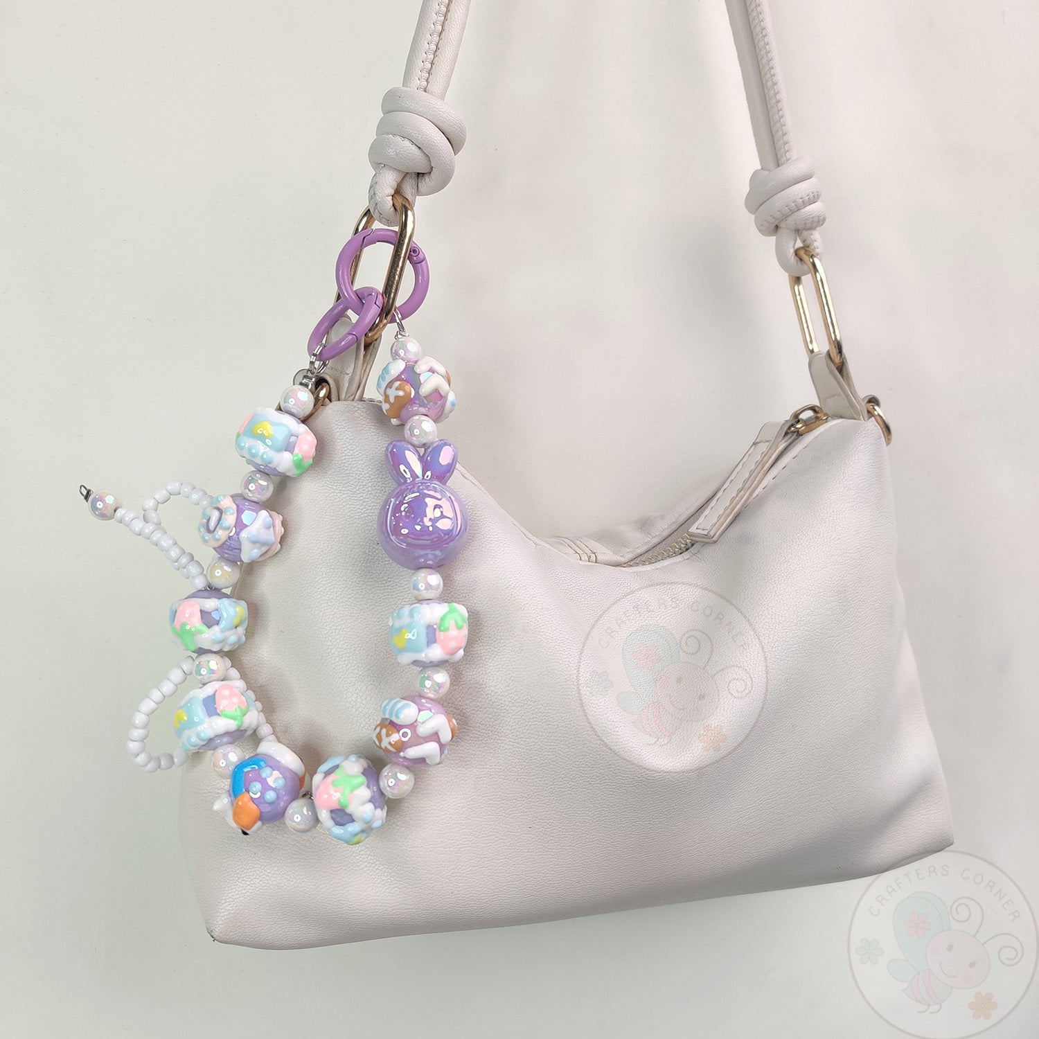 Handmade Kawaii Mobile Charm - Purple Bunny