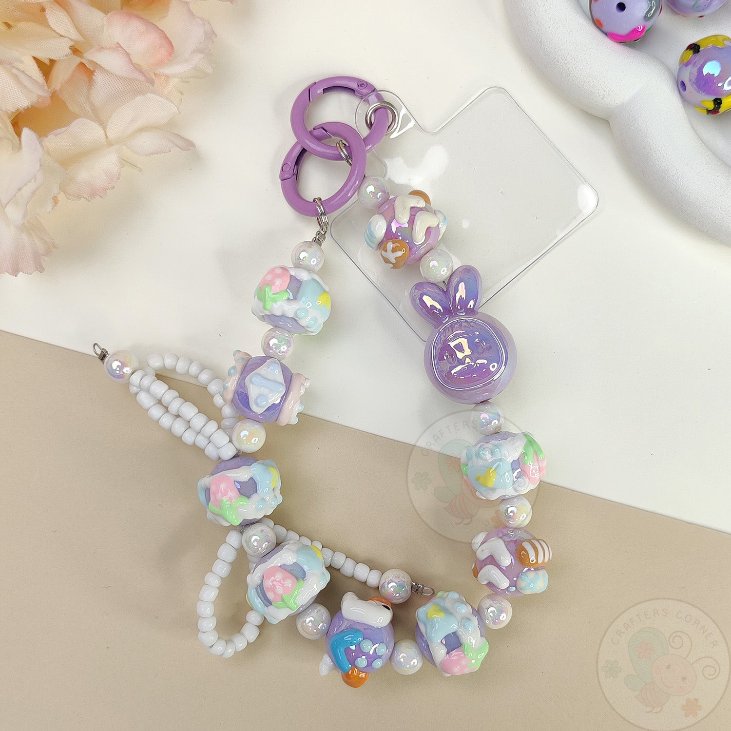 Handmade Kawaii Mobile Charm - Purple Bunny