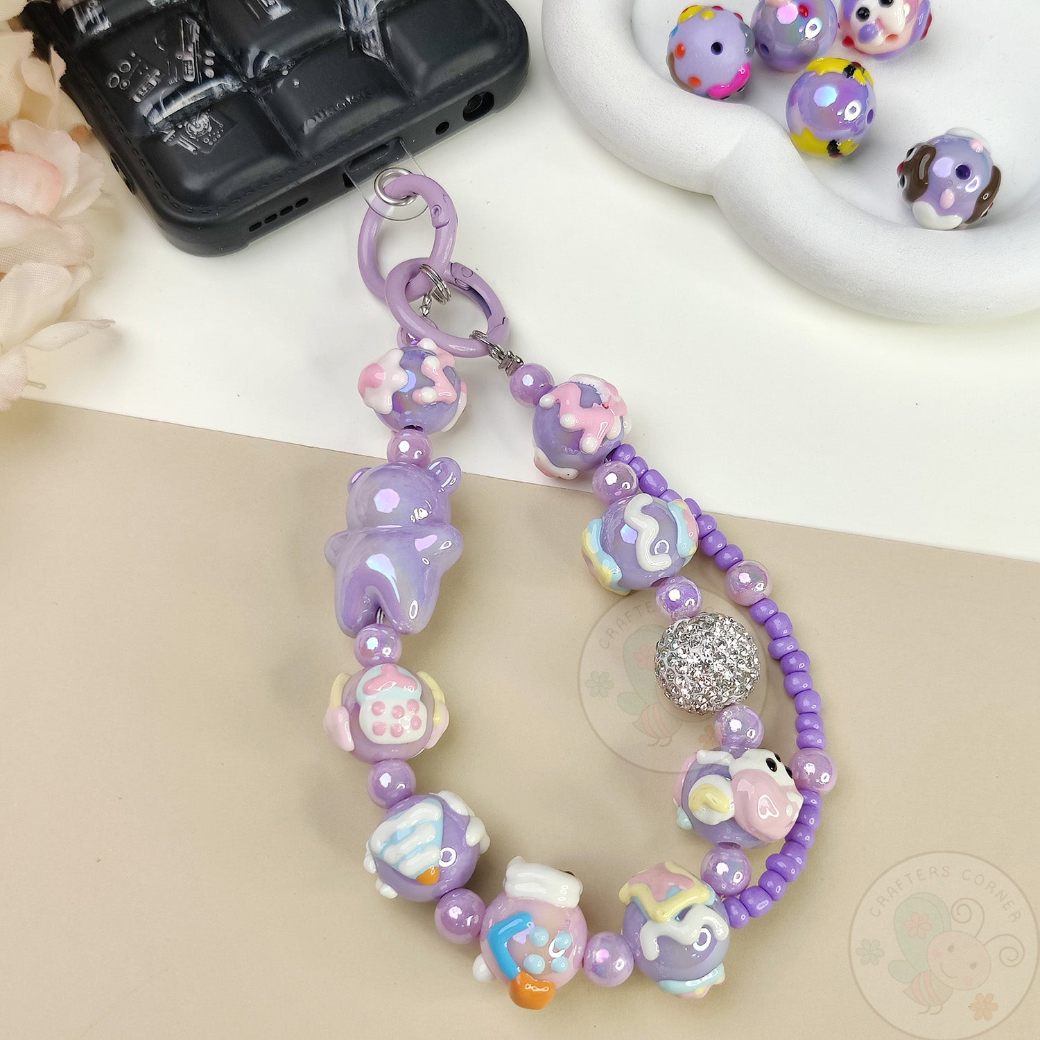 Handmade Kawaii Mobile Charm - Purple Gummy Bear