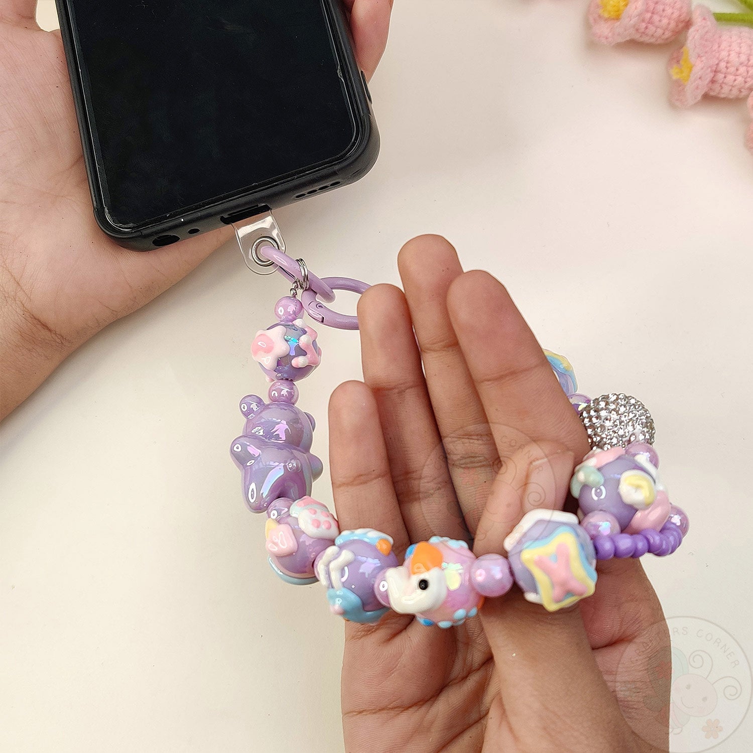 Handmade Kawaii Mobile Charm - Purple Gummy Bear