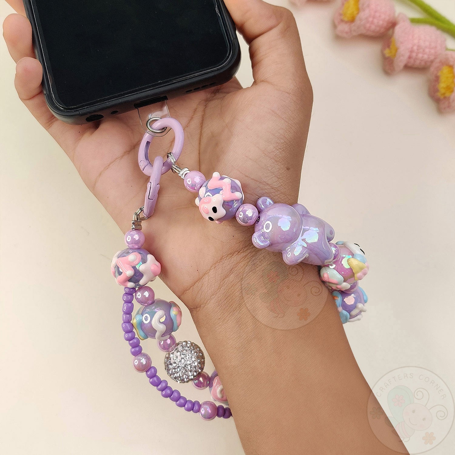 Handmade Kawaii Mobile Charm - Purple Gummy Bear