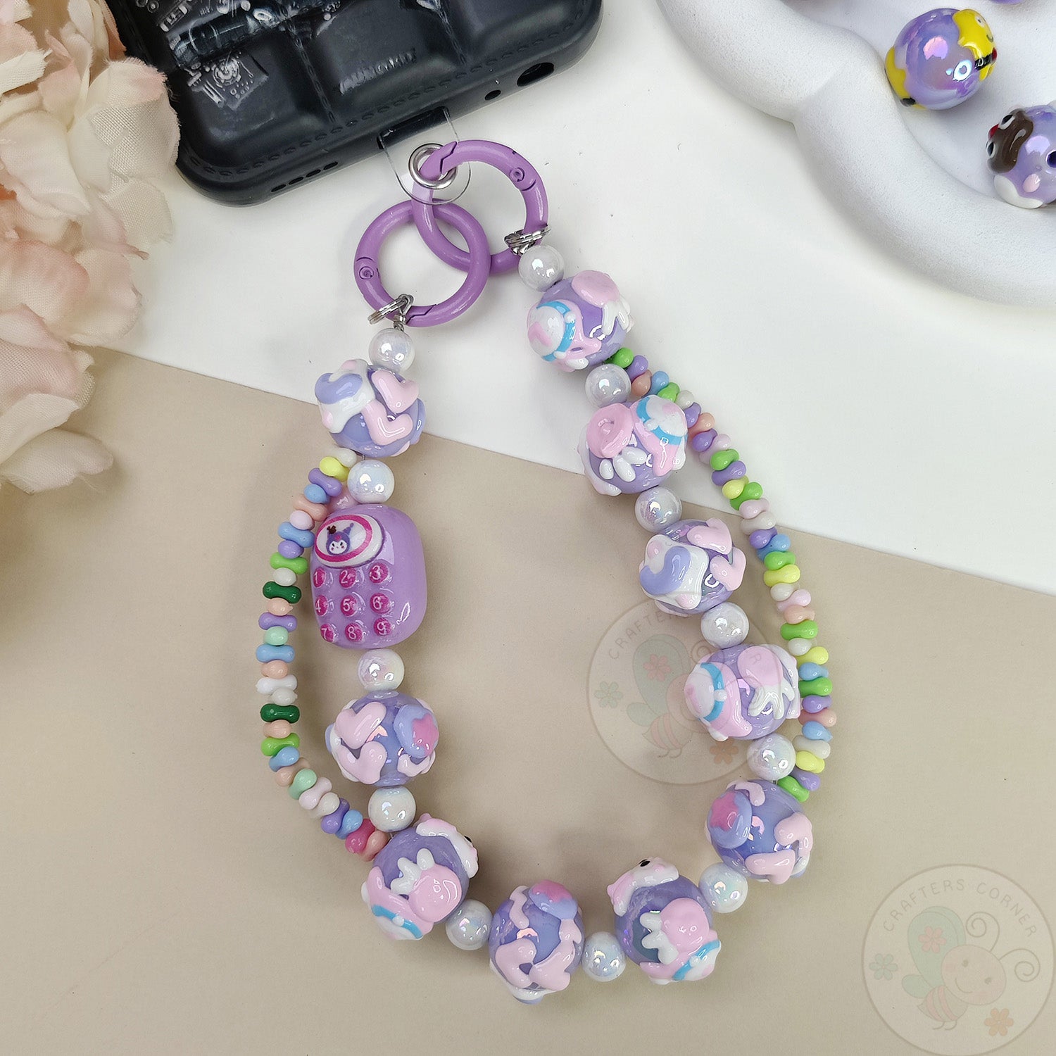 Handmade Kawaii Mobile Charm - Purple Mobile