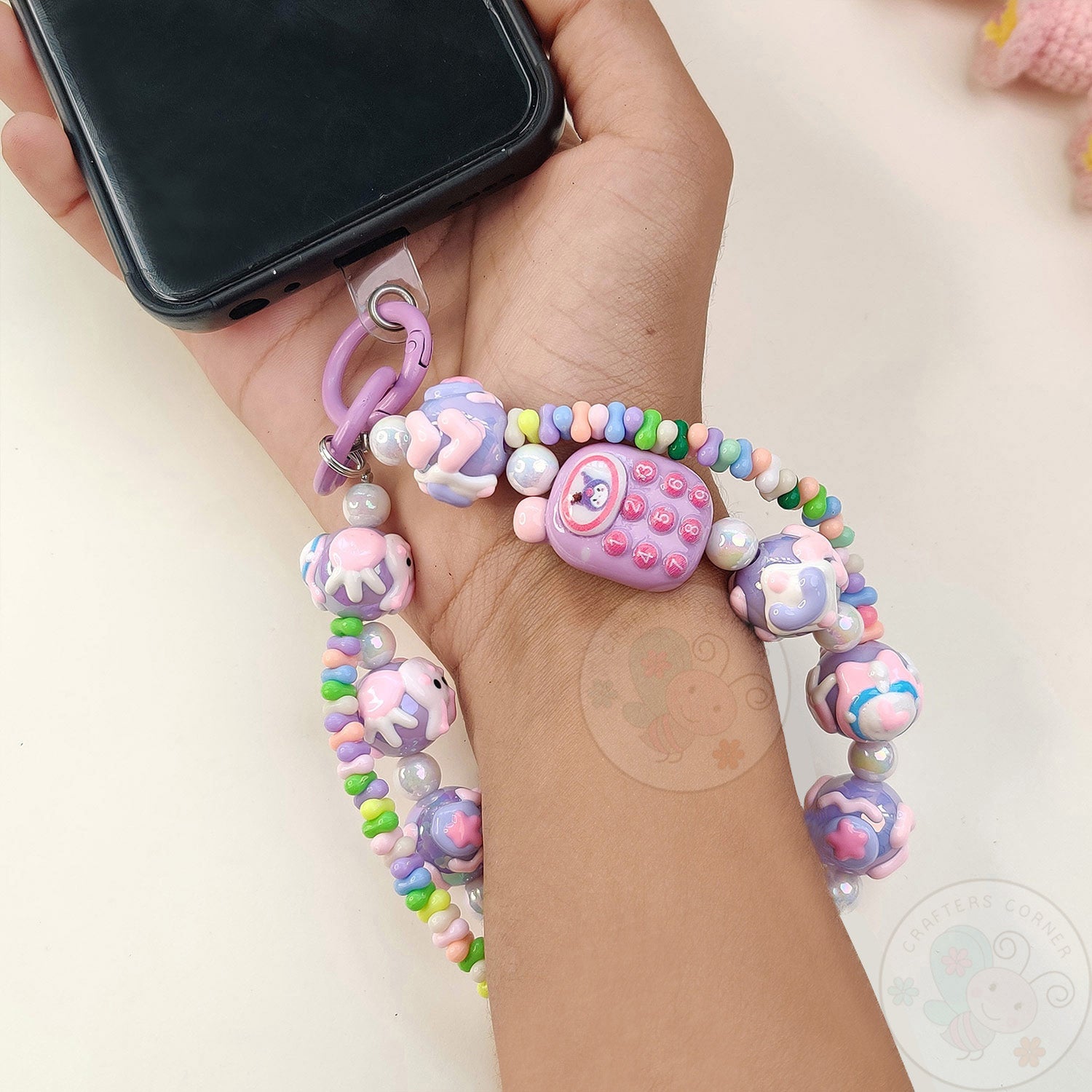 Handmade Kawaii Mobile Charm - Purple Mobile