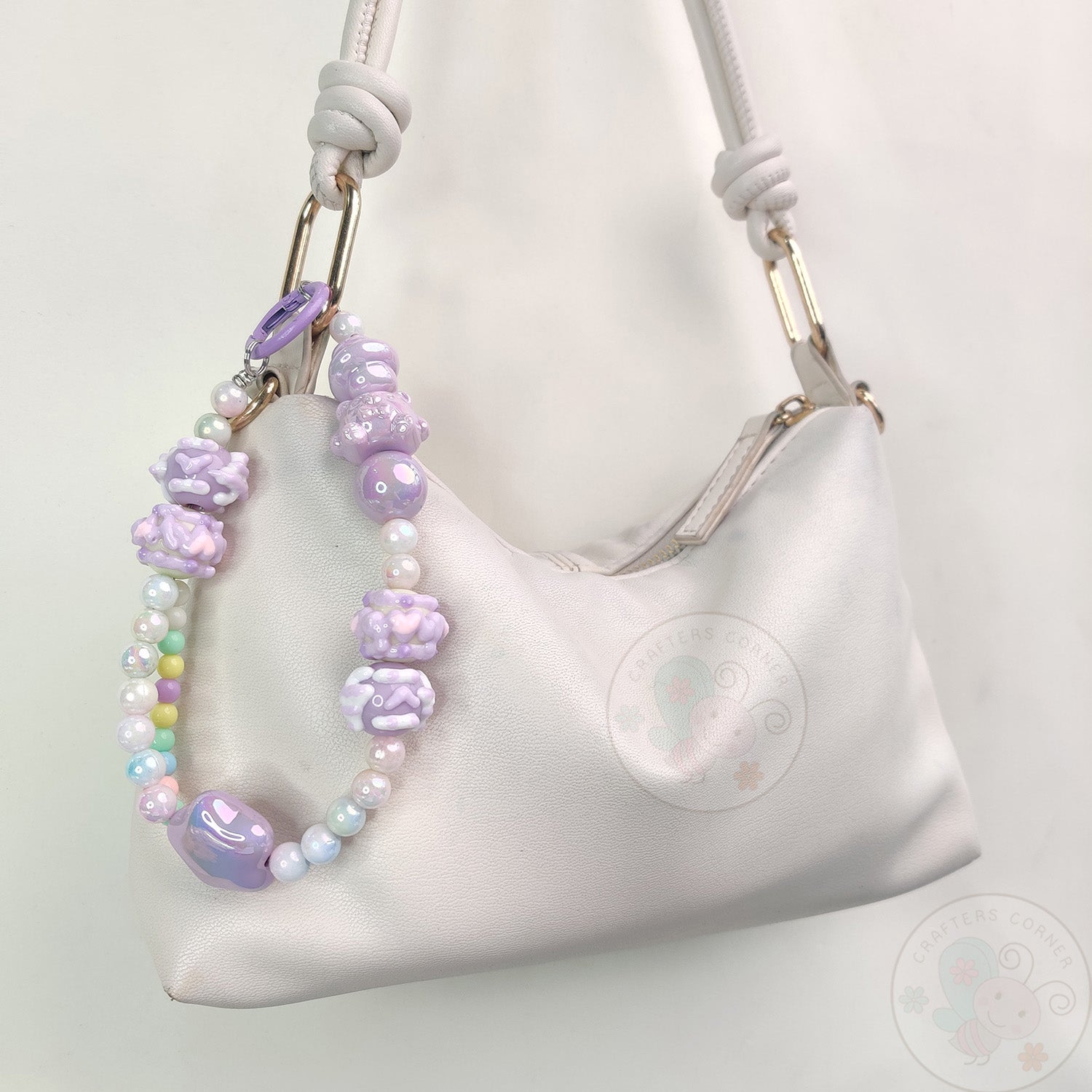Handmade Kawaii Mobile Charm - Purple Starry Bear