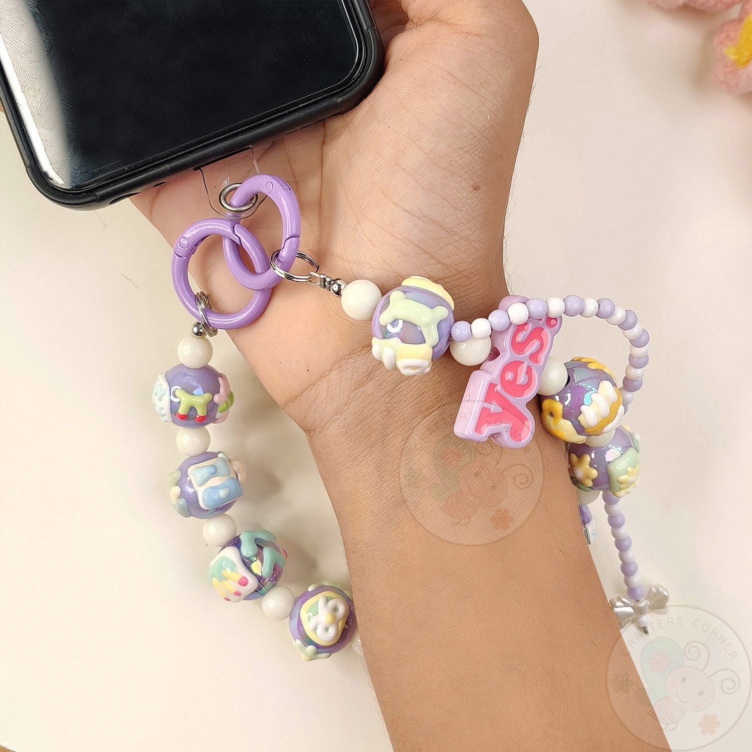 Handmade Kawaii Mobile Charm - Purple Yes Pop