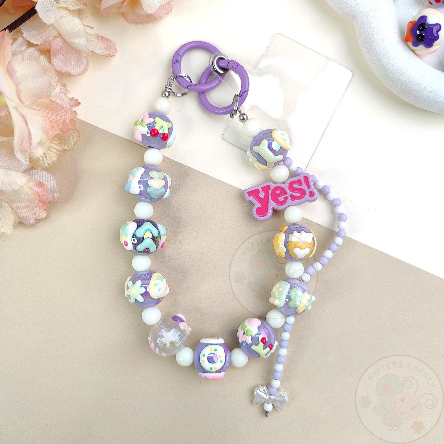 Handmade Kawaii Mobile Charm - Purple Yes Pop