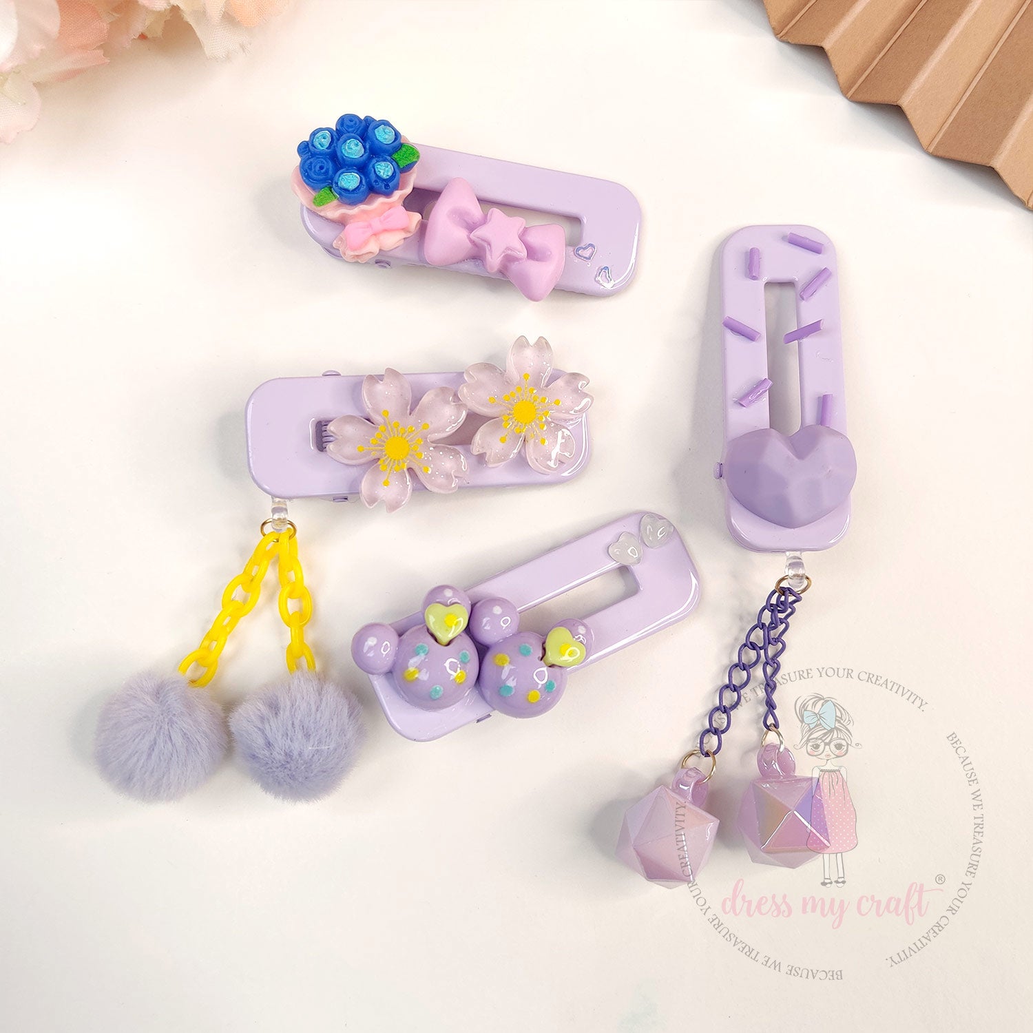 Pastel DIY Hair Clips - Mauve