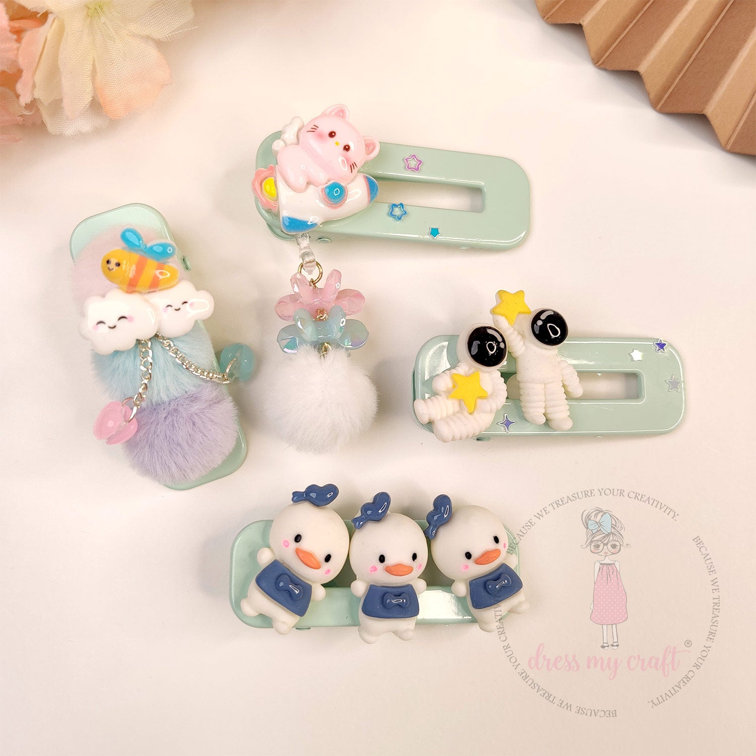 Pastel DIY Hair Clips - Mint Green