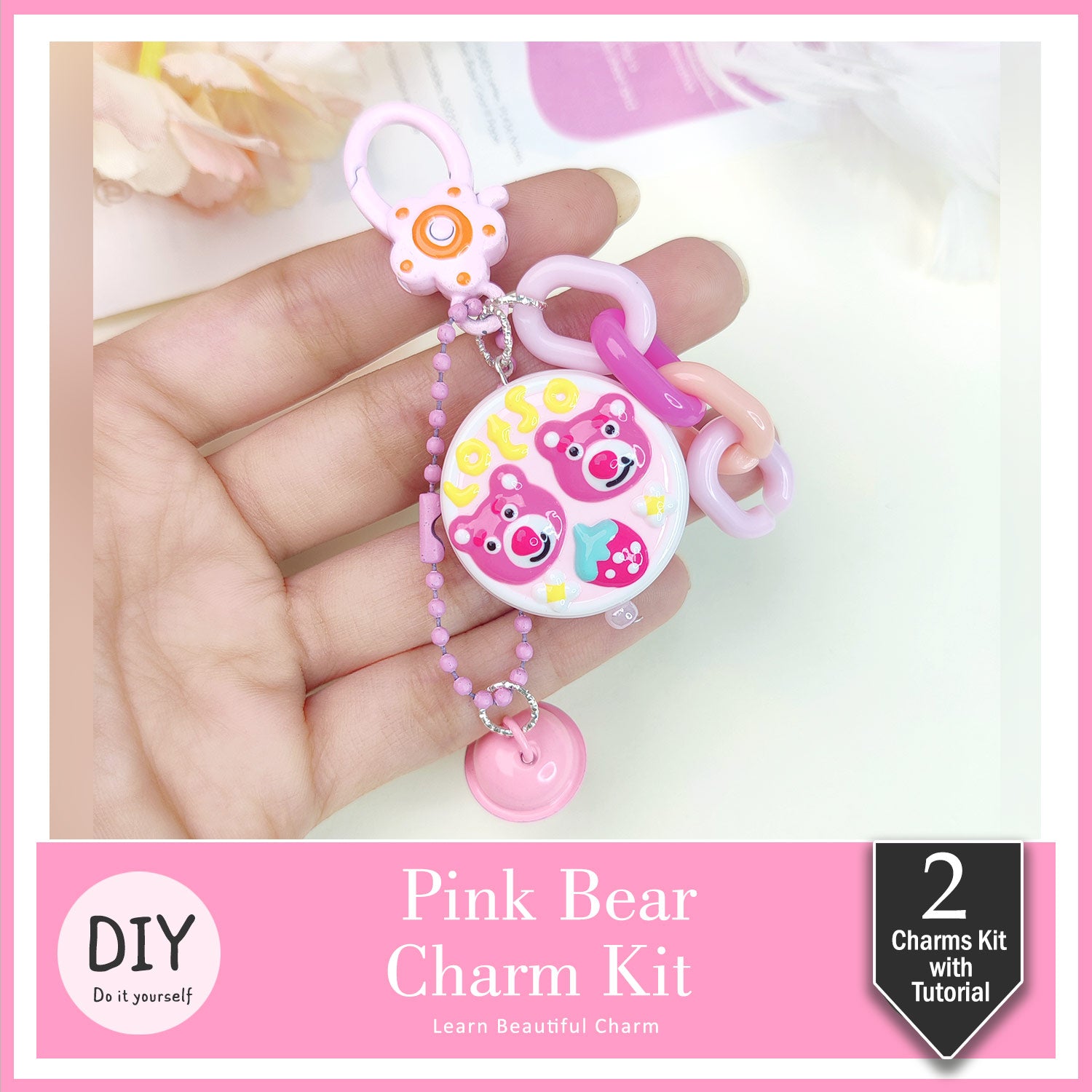 DIY Pink Bear Charm kit