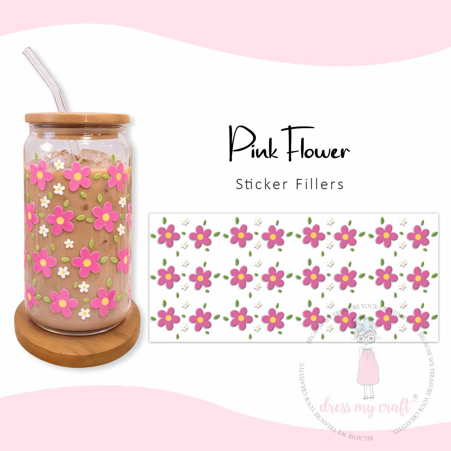 Stick N Peel Stickers- Pink Flower