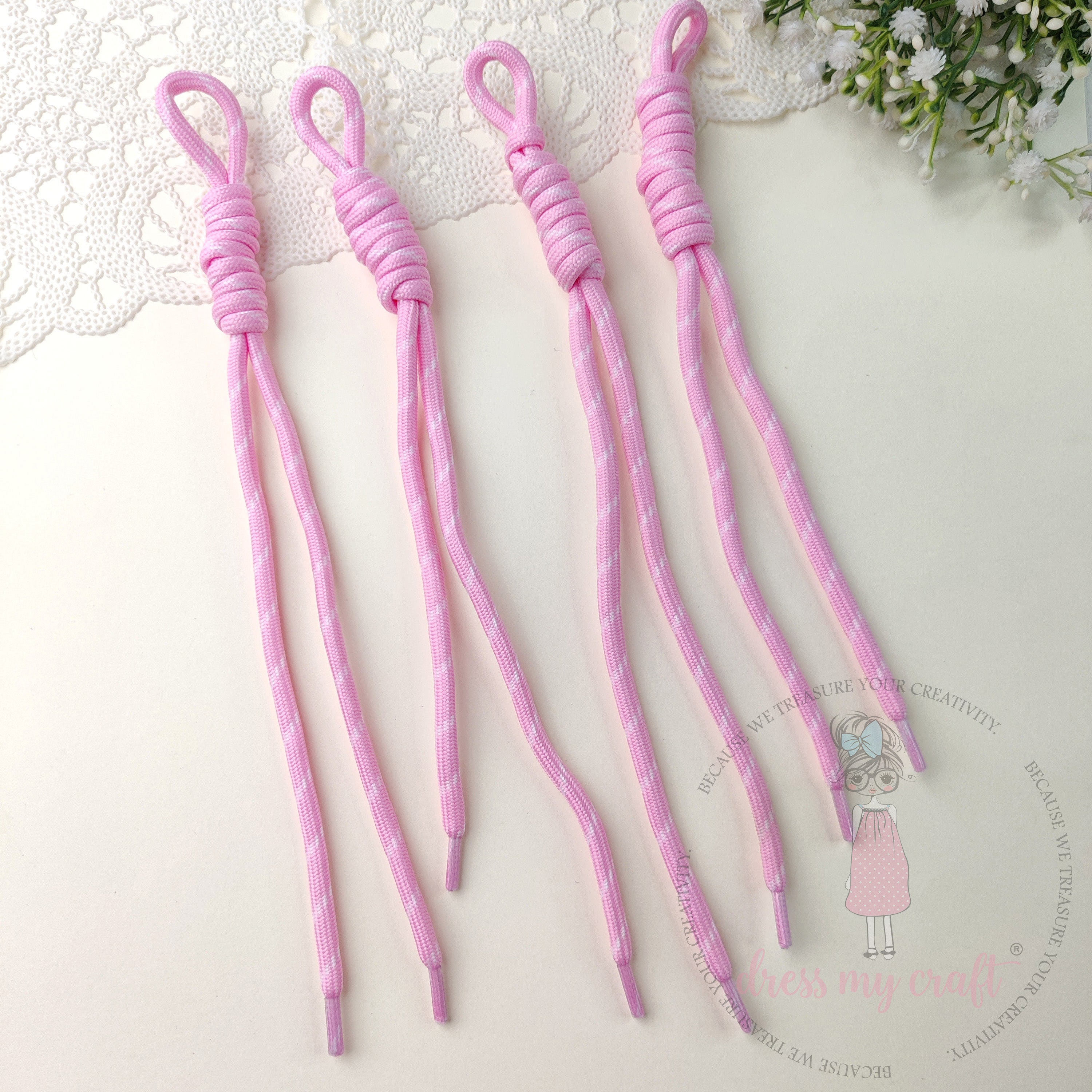 Braided Knot Rope #2 - Pink, 4 Pcs