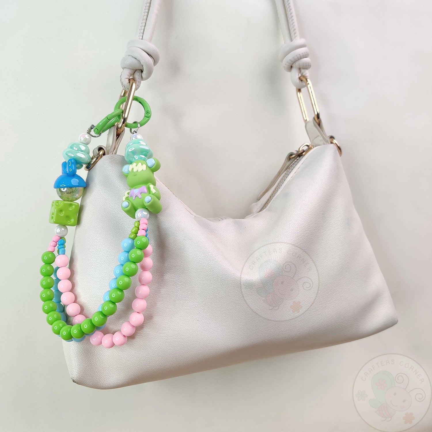 Handmade Kawaii Mobile Charm - Rainbow Mint Bear
