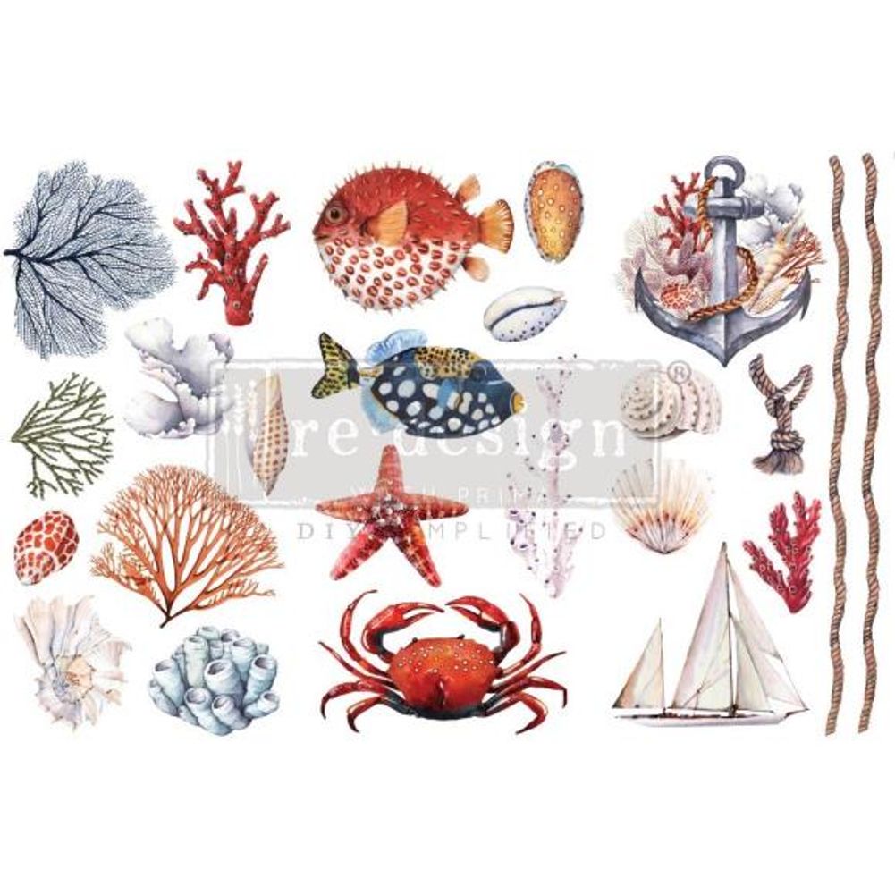 Amazing Sea Life - Prima Marketing Re-Design Decor Transfers 6" x 12"  3/Sheets