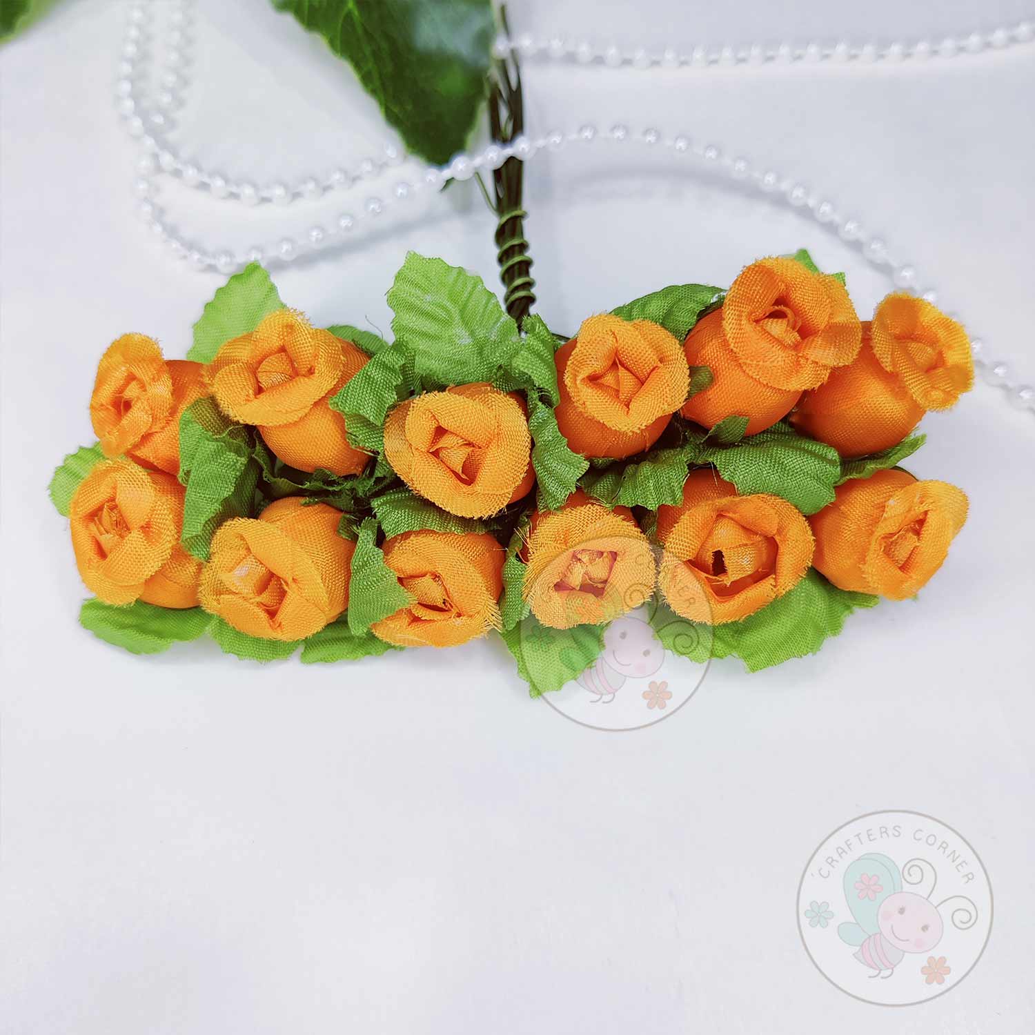 Fabric Rose Buds - Orange