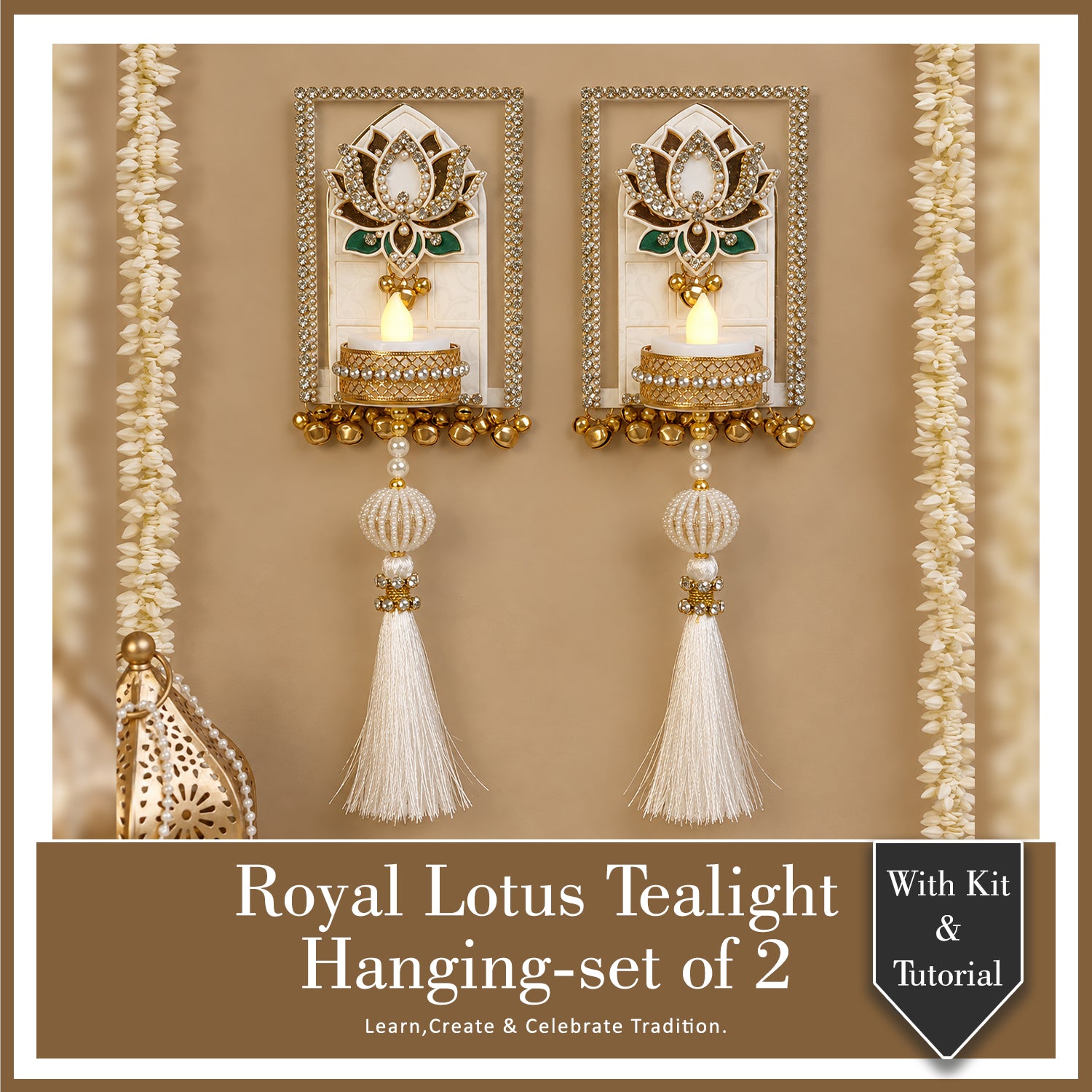 Royal Lotus Tealight Hanging - Set of 2 Pcs