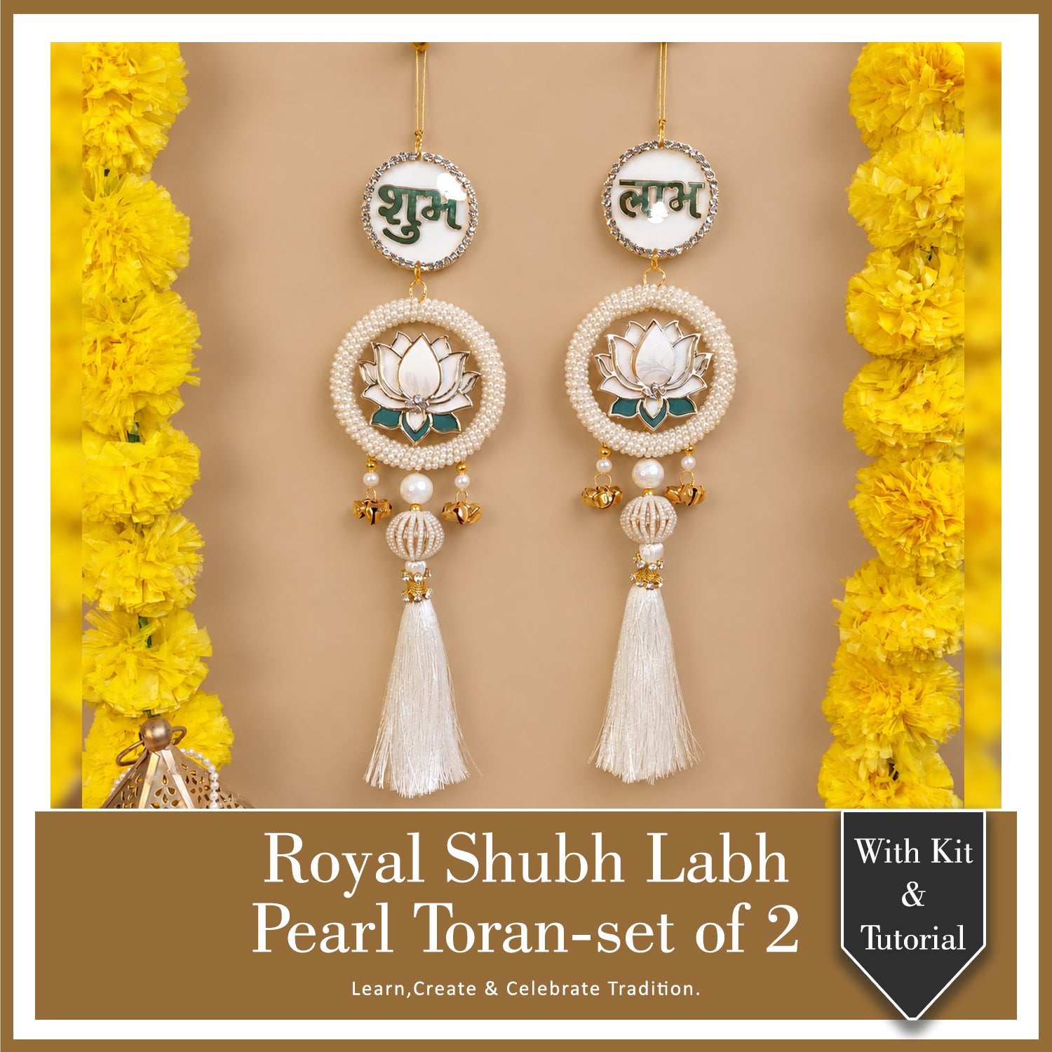 Royal Shub Labh Pearl Toran  - Set of 2 Pcs