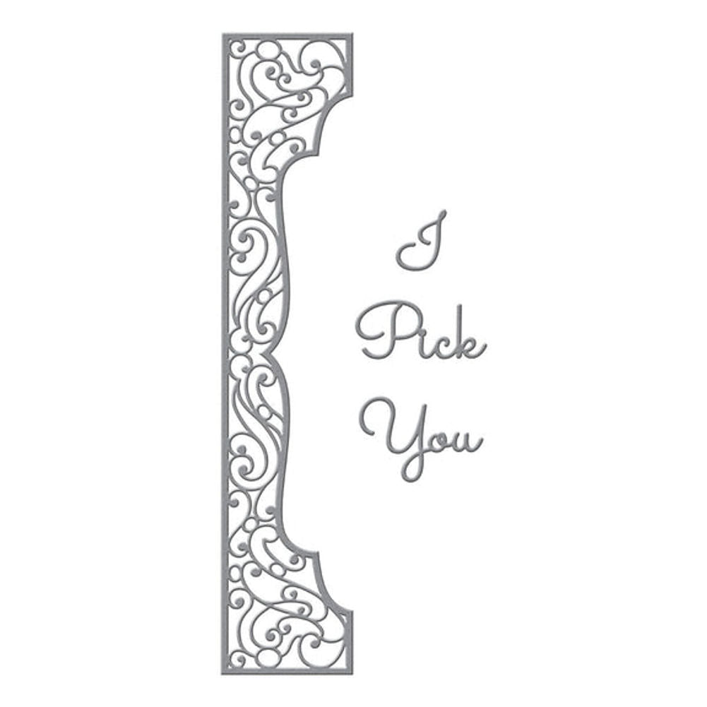 HALF SLIMLINE BRACKET ETCHED DIES FROM THE LAYERED FLEUR BOUQUET SLIMLINES COLLECTION BY BECCA FEEKEN