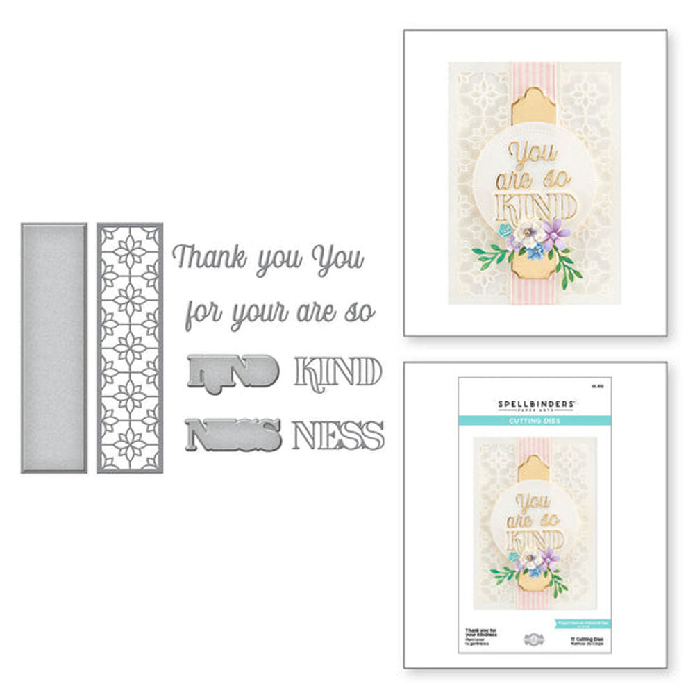 THANK YOU FOR YOUR KINDNESS ETCHED DIES FROM THE RIGHT WORDS COLLECTION BY BECCA FEEKEN
