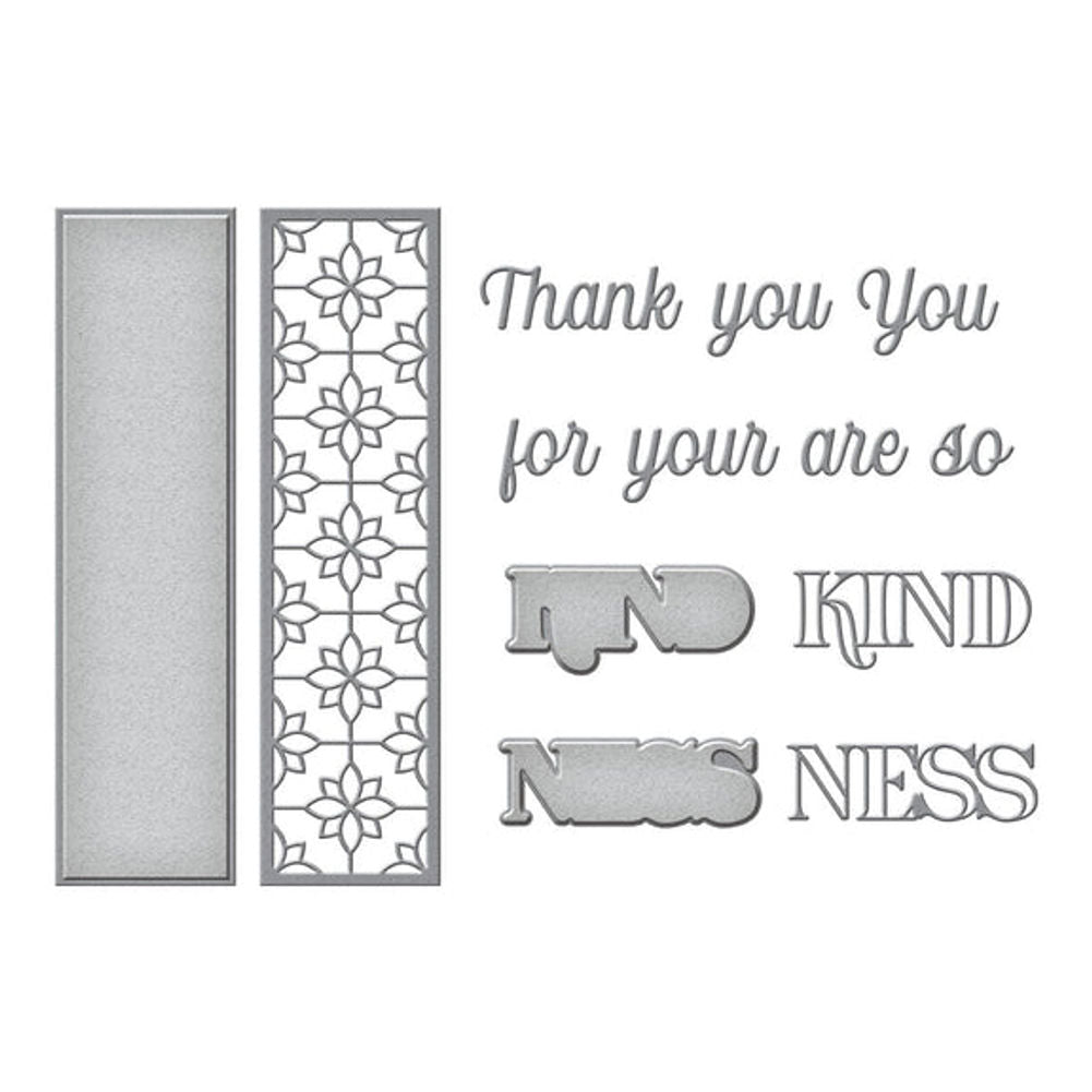 THANK YOU FOR YOUR KINDNESS ETCHED DIES FROM THE RIGHT WORDS COLLECTION BY BECCA FEEKEN