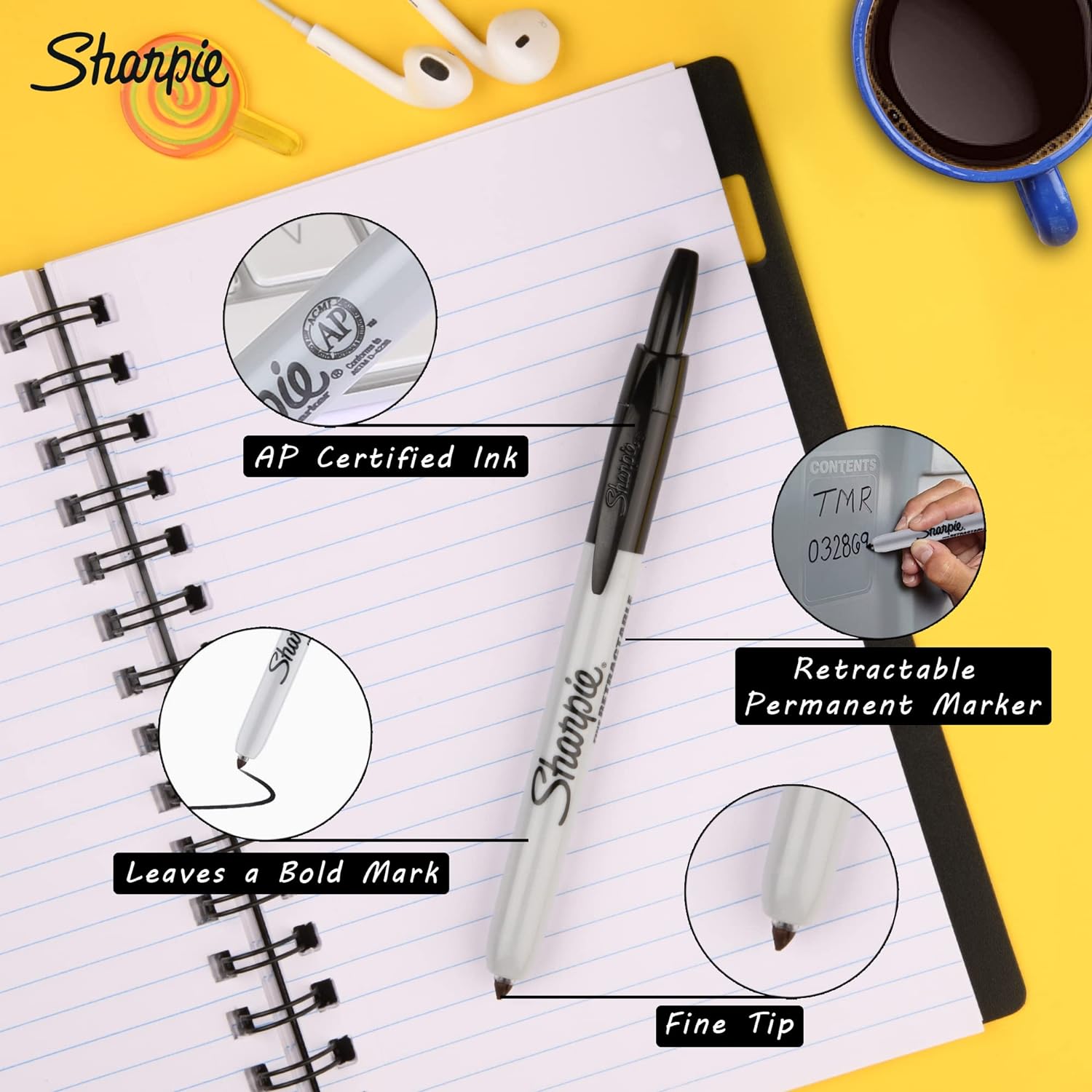 Sharpie Retractable Permanent Markers Fine Point (Set of 2 pcs)