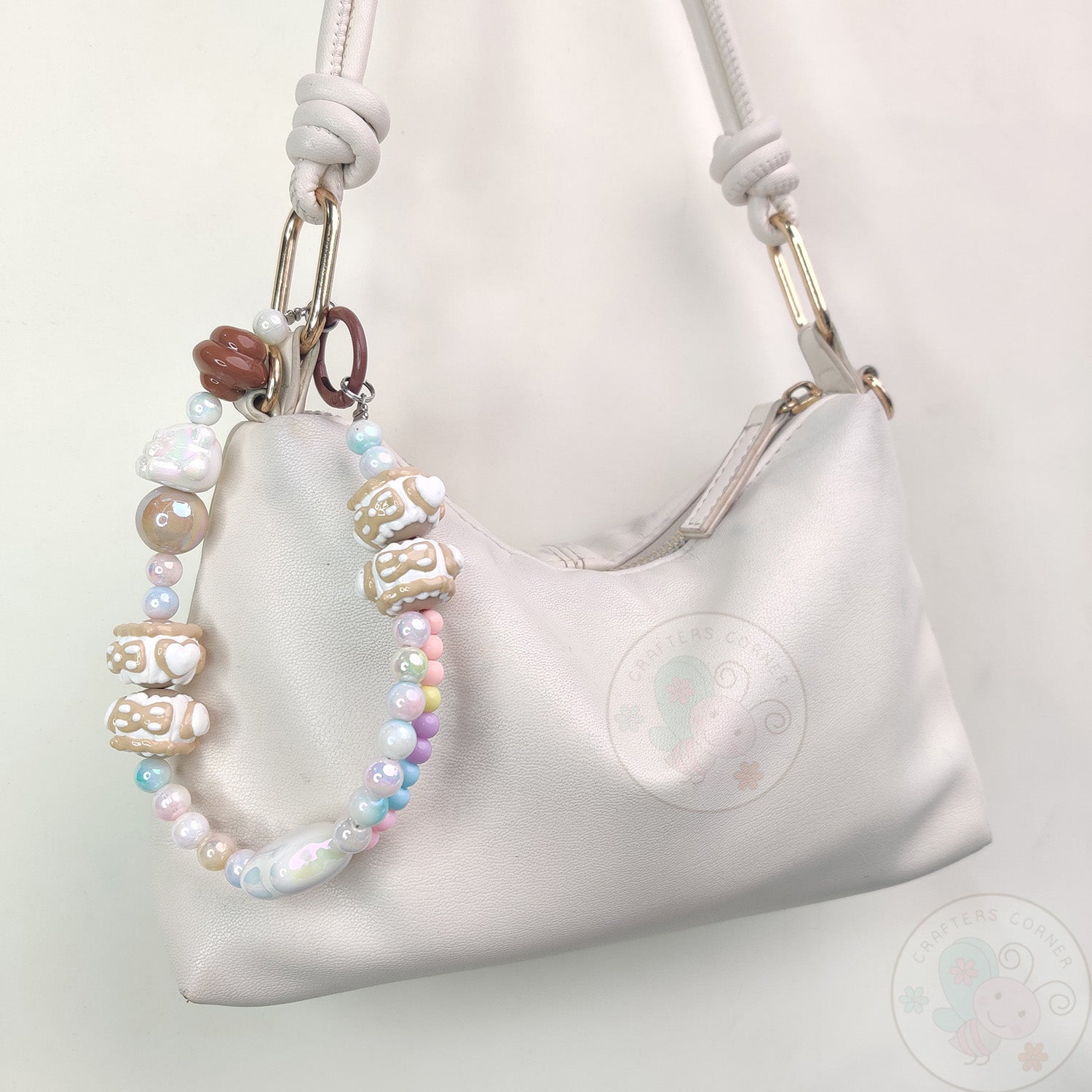 Handmade Kawaii Mobile Charm - Brown Starry Bear