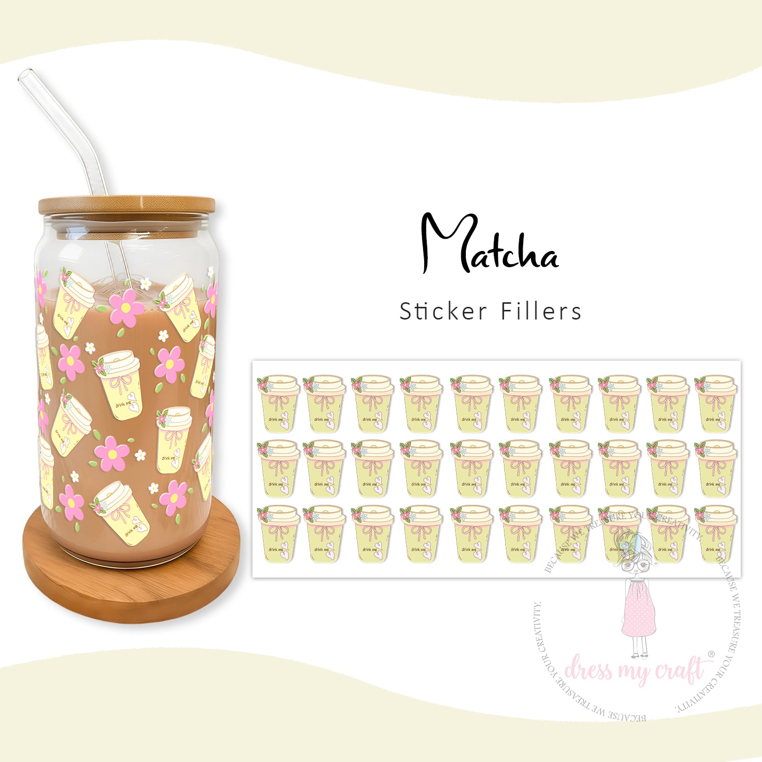 Stick N Peel Stickers- Matcha