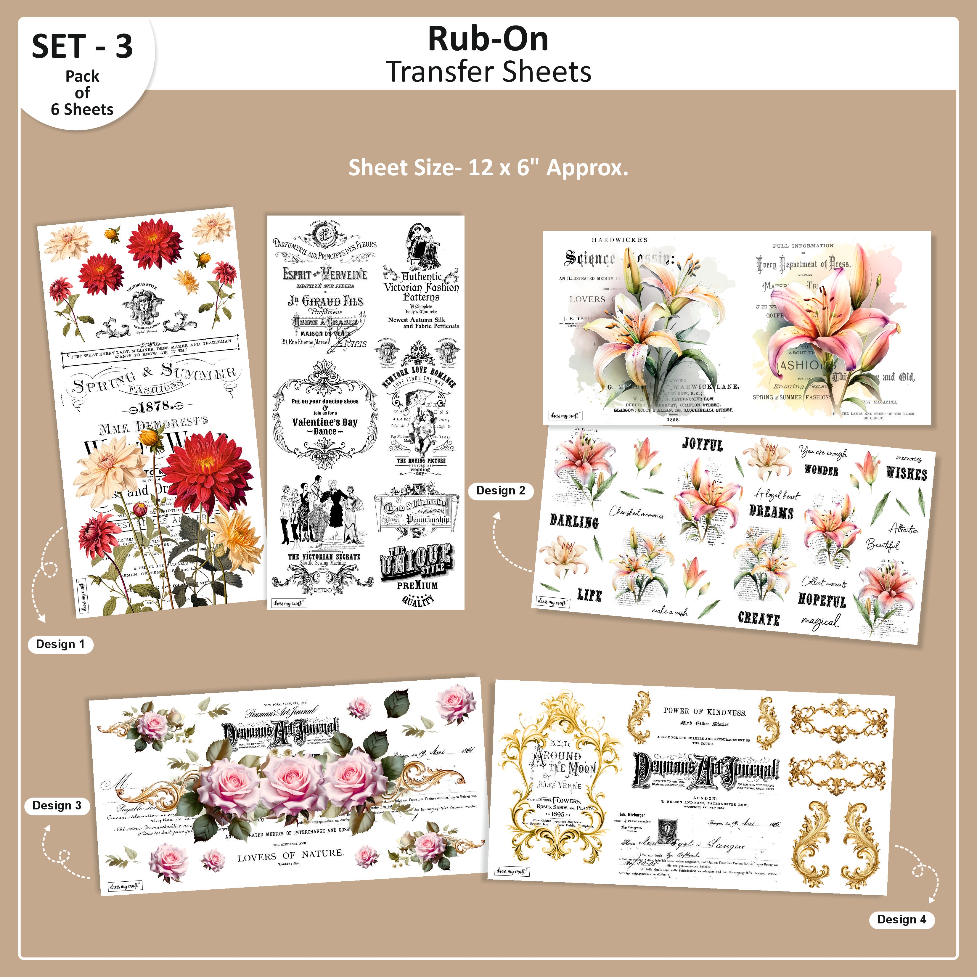 Rub-On Transfer Sheet -Set 3